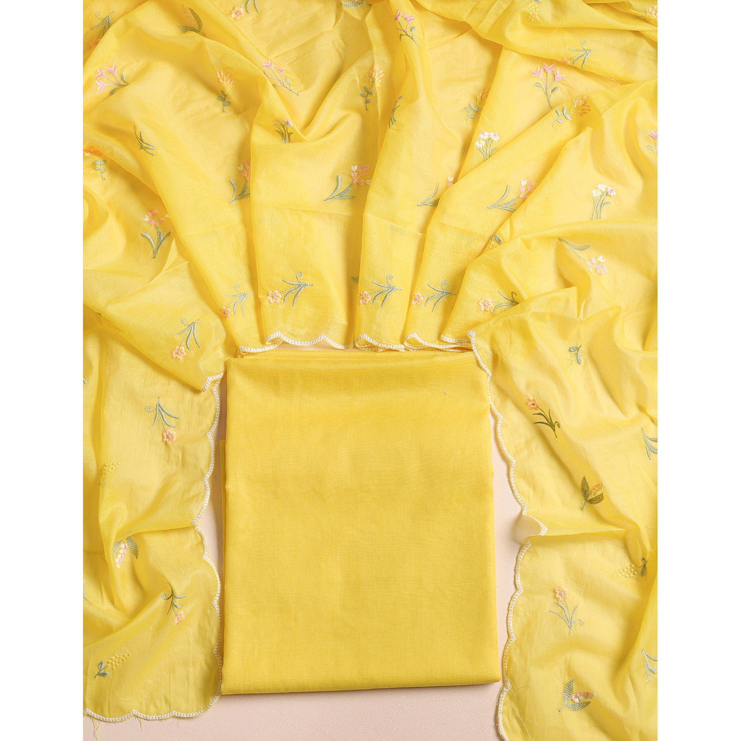 MALAI CHANDERI EMBROIDERED 2 PIECE SET