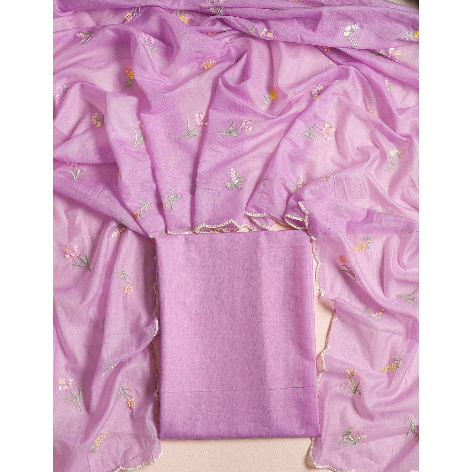 MALAI CHANDERI EMBROIDERED 2 PIECE SET