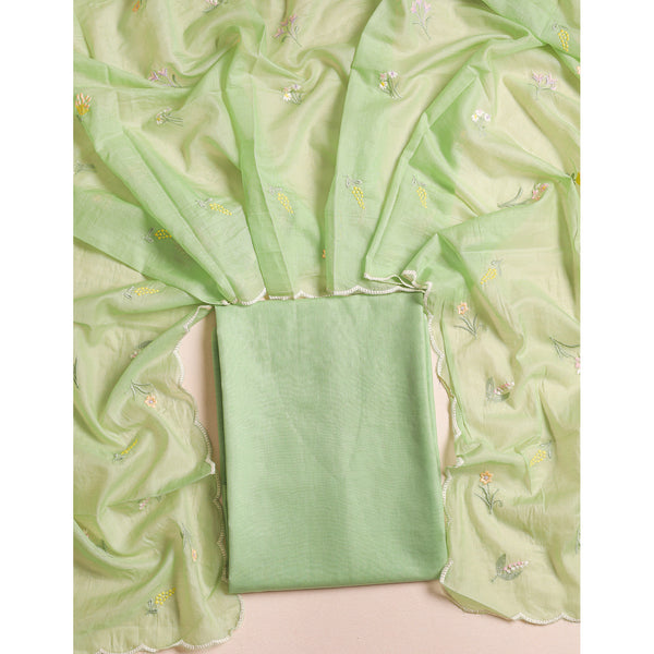 MALAI CHANDERI EMBROIDERED 2 PIECE SET