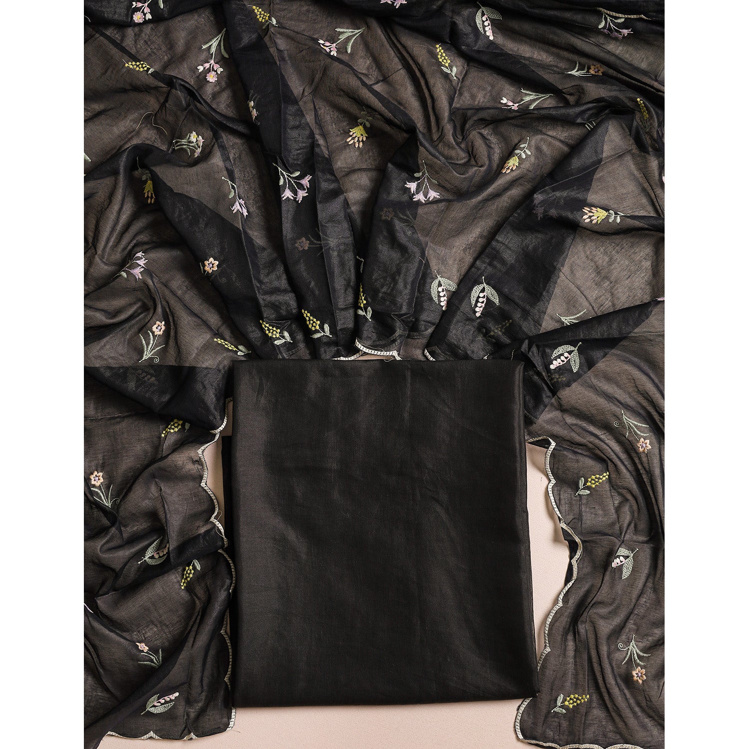 MALAI CHANDERI EMBROIDERED 2 PIECE SET