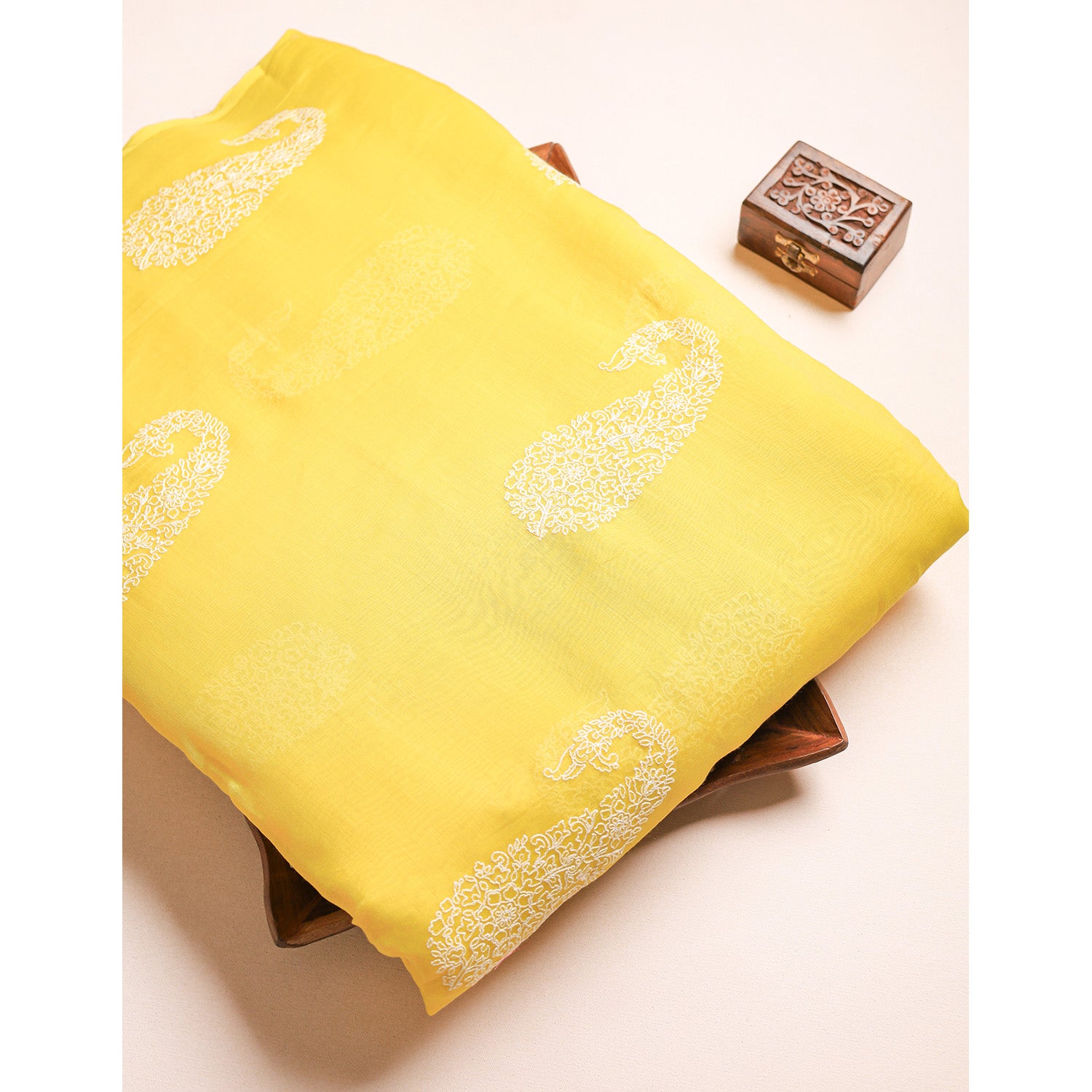 PURE MALAI CHANDERI EMBROIDERED FABRIC