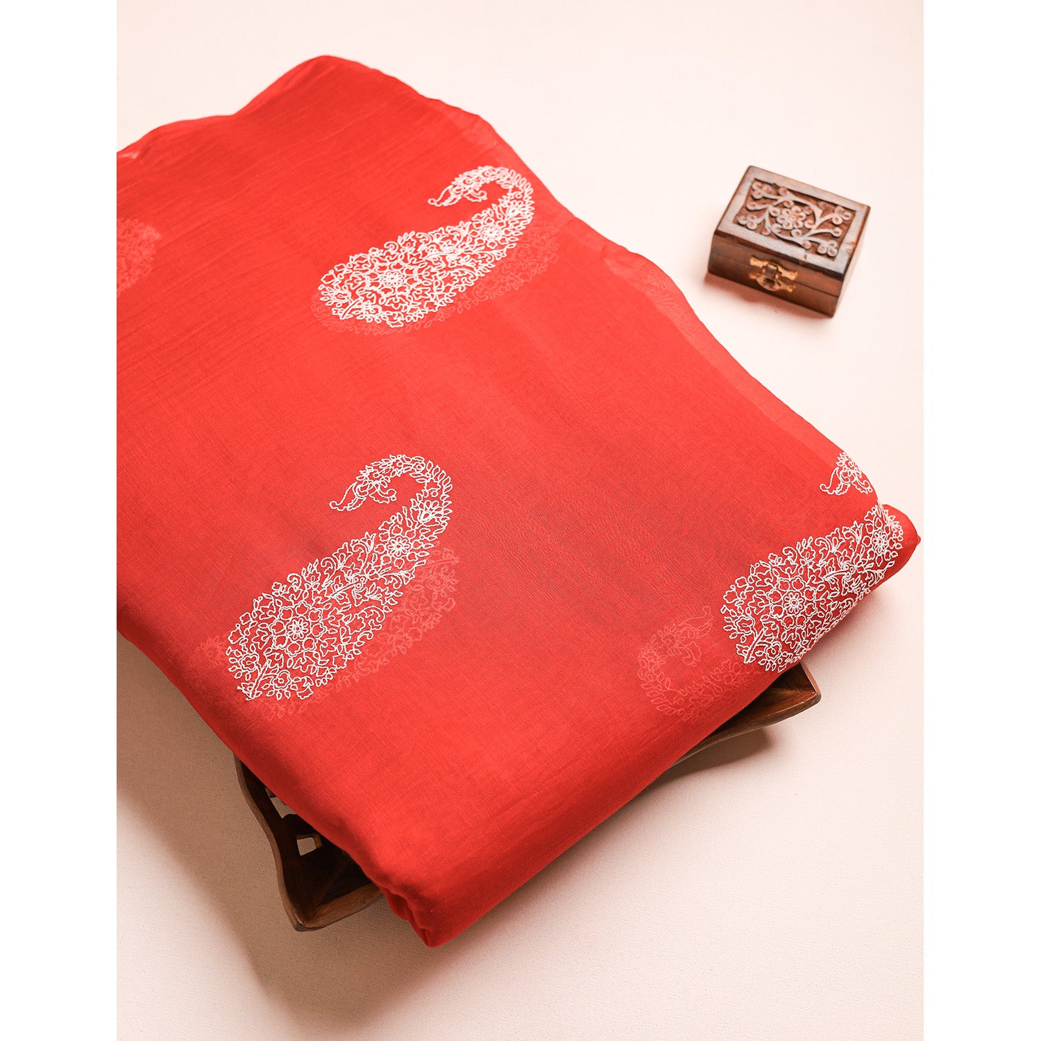 PURE MALAI CHANDERI EMBROIDERED FABRIC