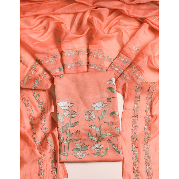 MUL CHANDERI EMBROIDERED 2 PIECE SET