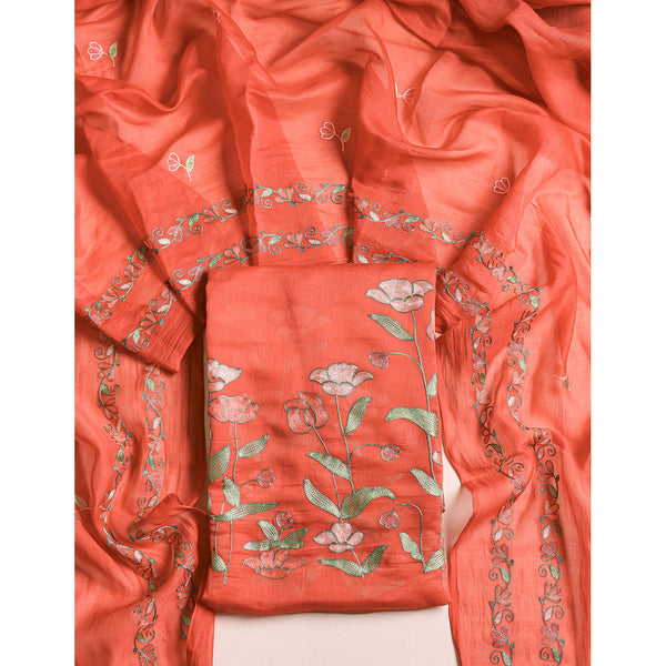 MUL CHANDERI EMBROIDERED 2 PIECE SET