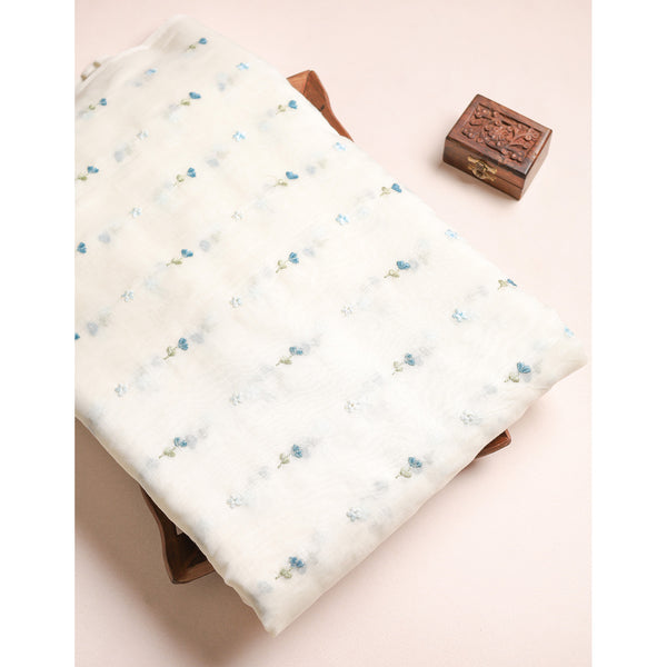 MALAI CHANDERI EMBROIDERED FABRIC