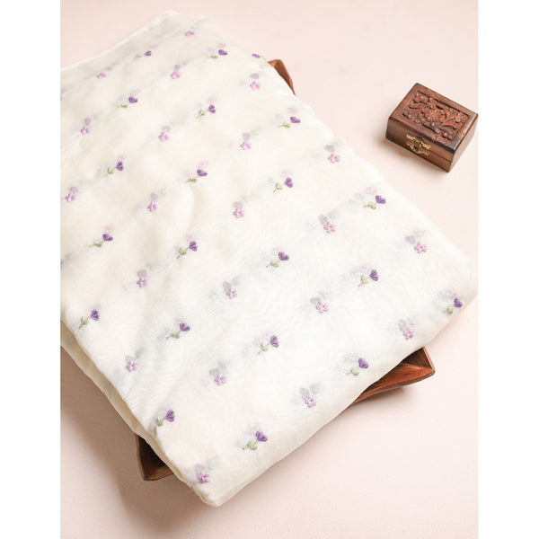 MALAI CHANDERI EMBROIDERED FABRIC