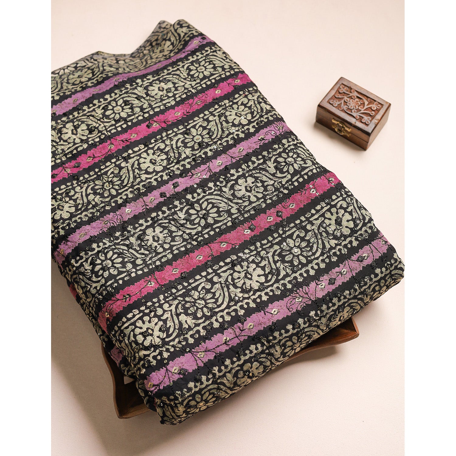 ERI SILK EMBROIDERED FABRIC