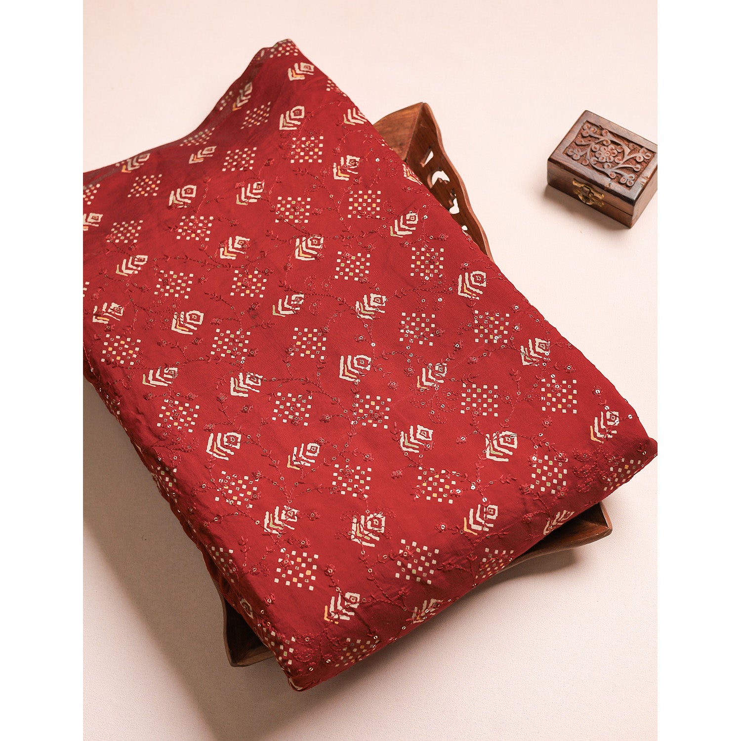 ERI SILK EMBROIDERED FABRIC