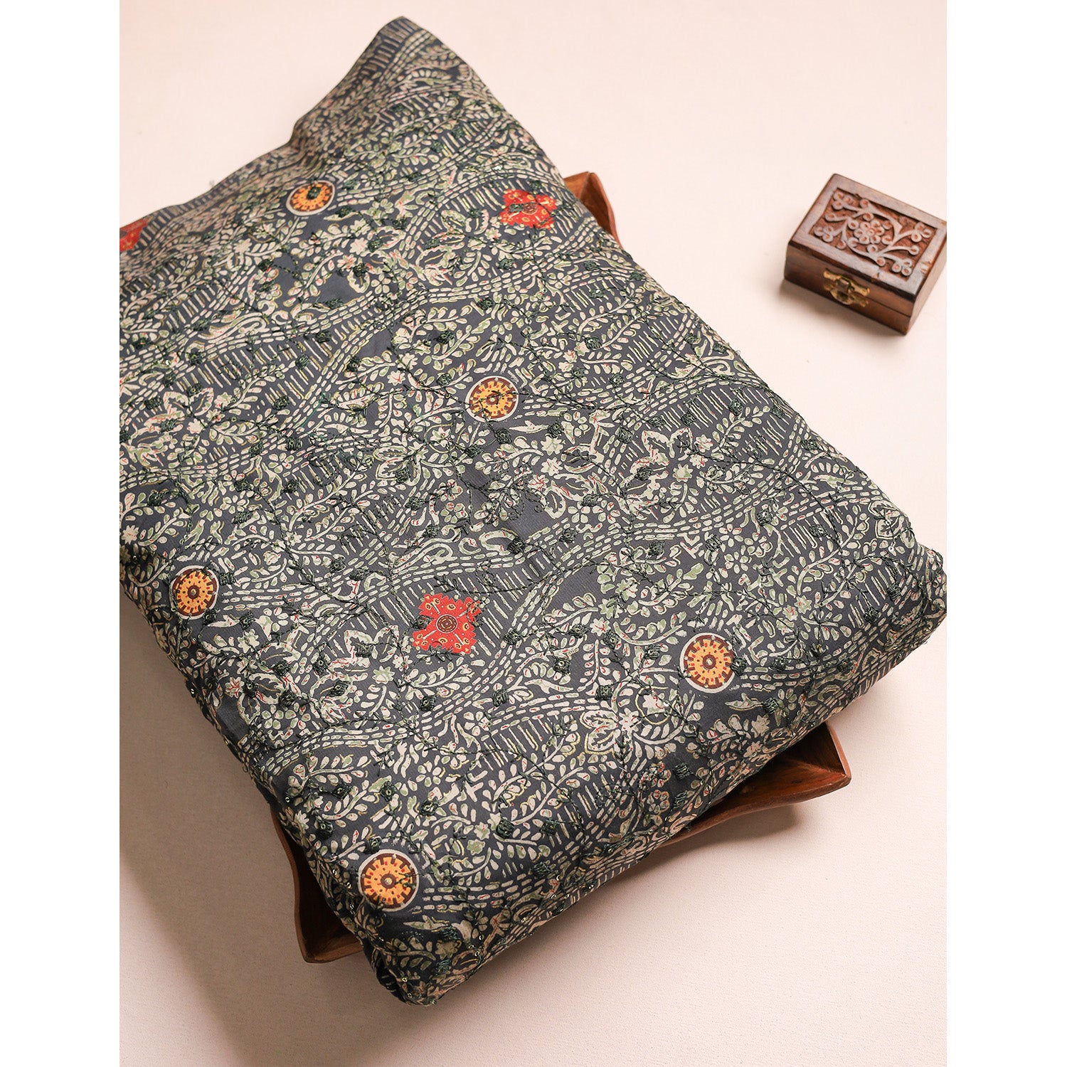 ERI SILK EMBROIDERED FABRIC