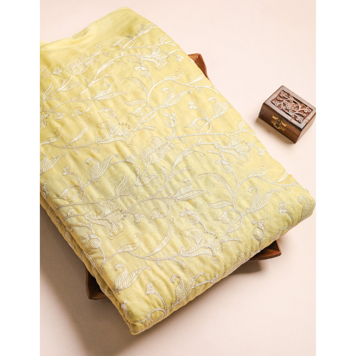 MALAI CHANDERI EMBROIDERED FABRIC