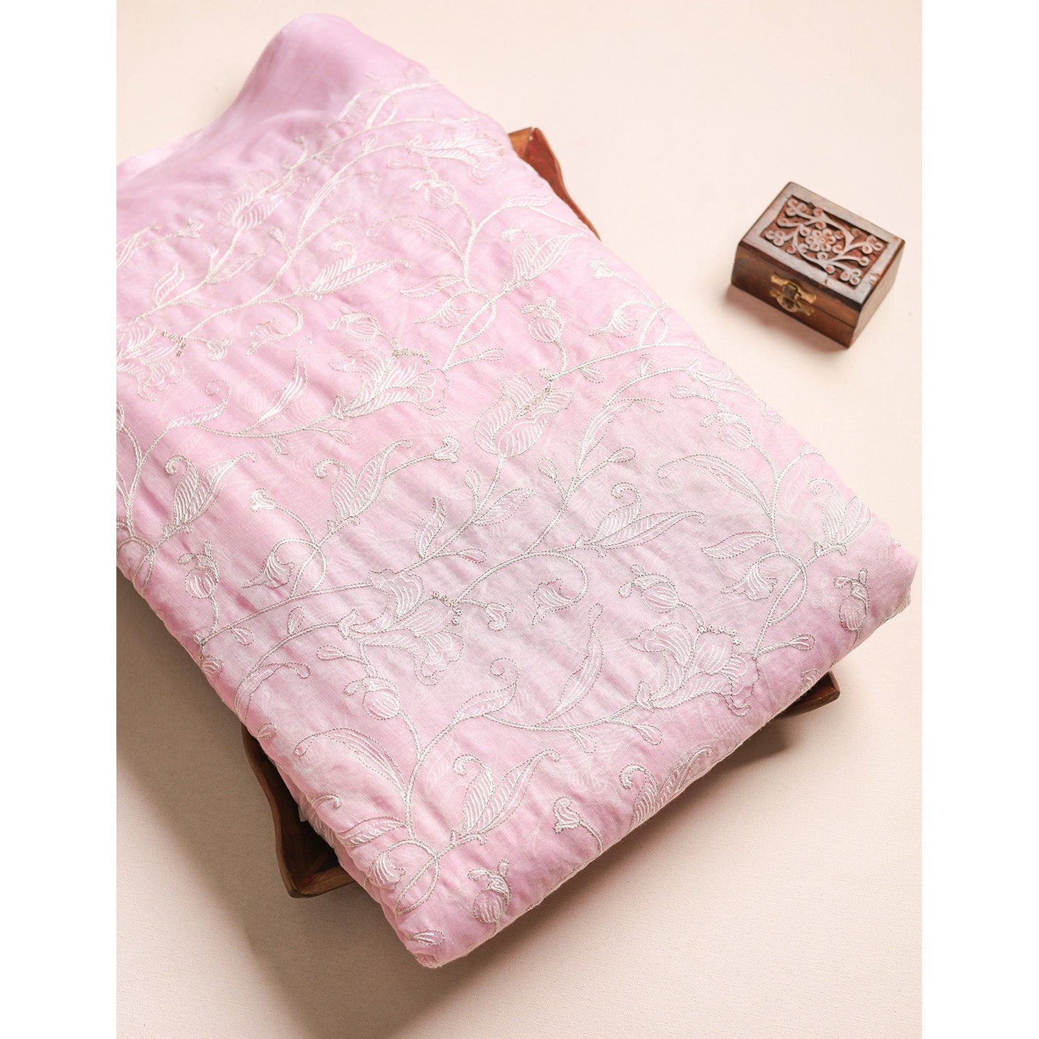 MALAI CHANDERI EMBROIDERED FABRIC