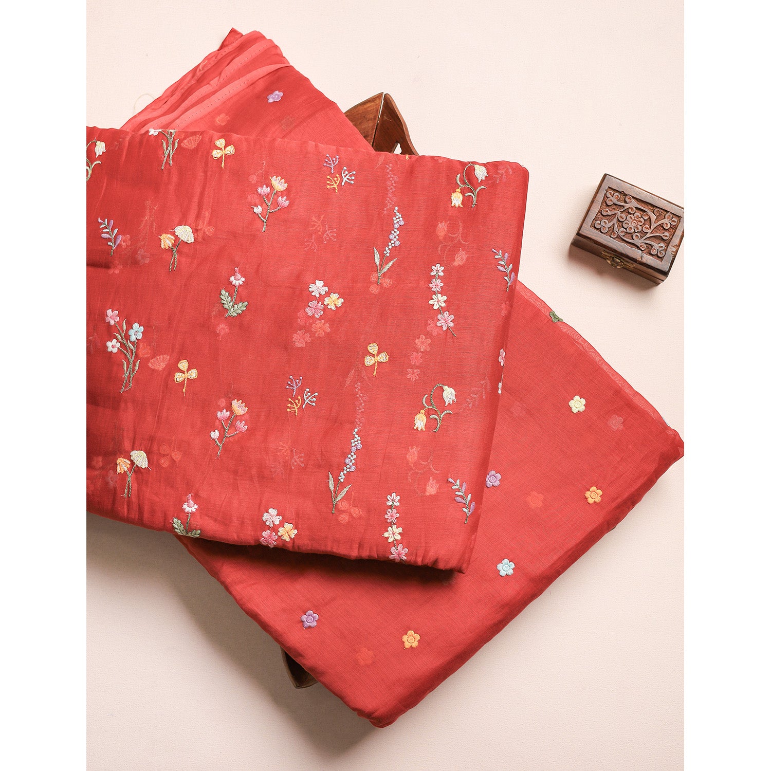 MUL CHANDERI EMBROIDERED FABRICS