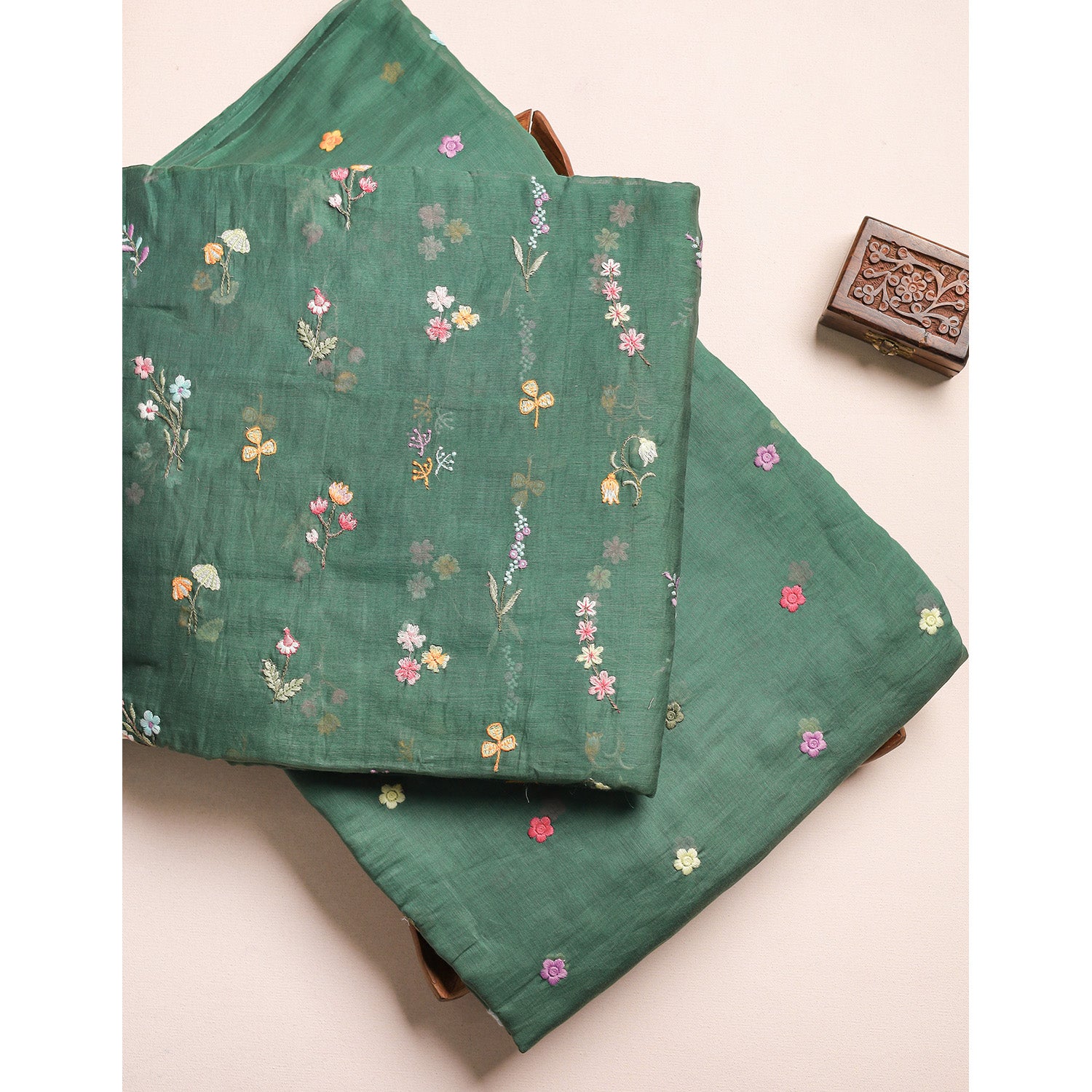 MUL CHANDERI EMBROIDERED FABRICS
