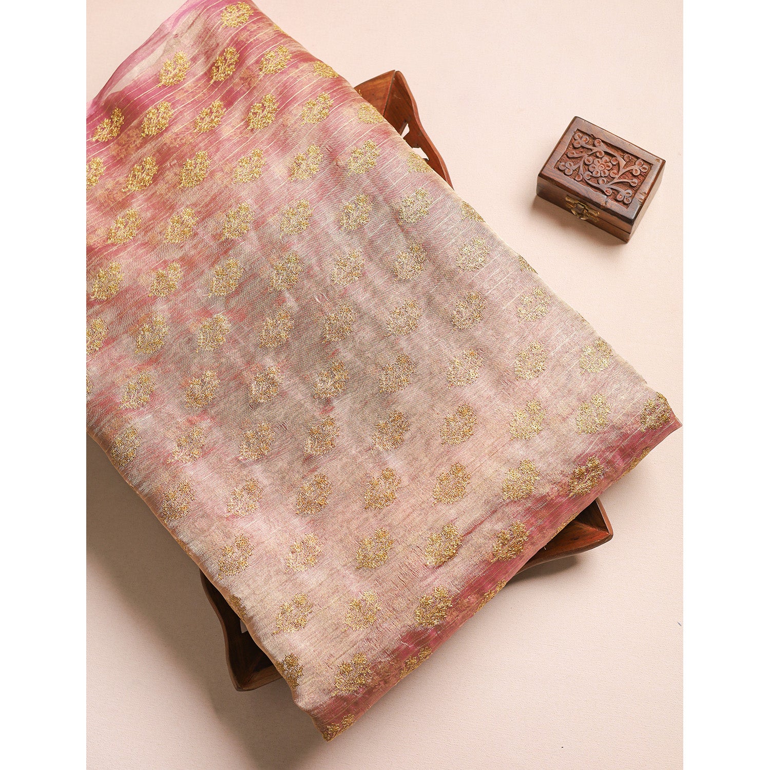 PURE TISSUE GOLD EMBROIDERED FABRIC