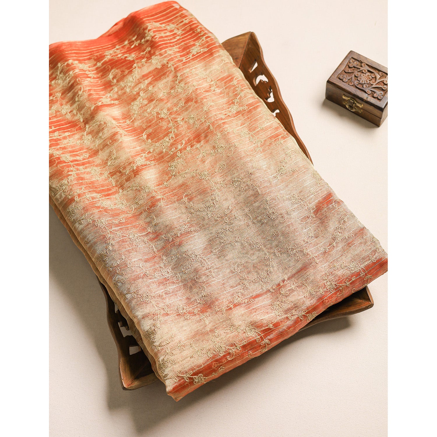 PURE TISSUE GOLD EMBROIDERED FABRIC