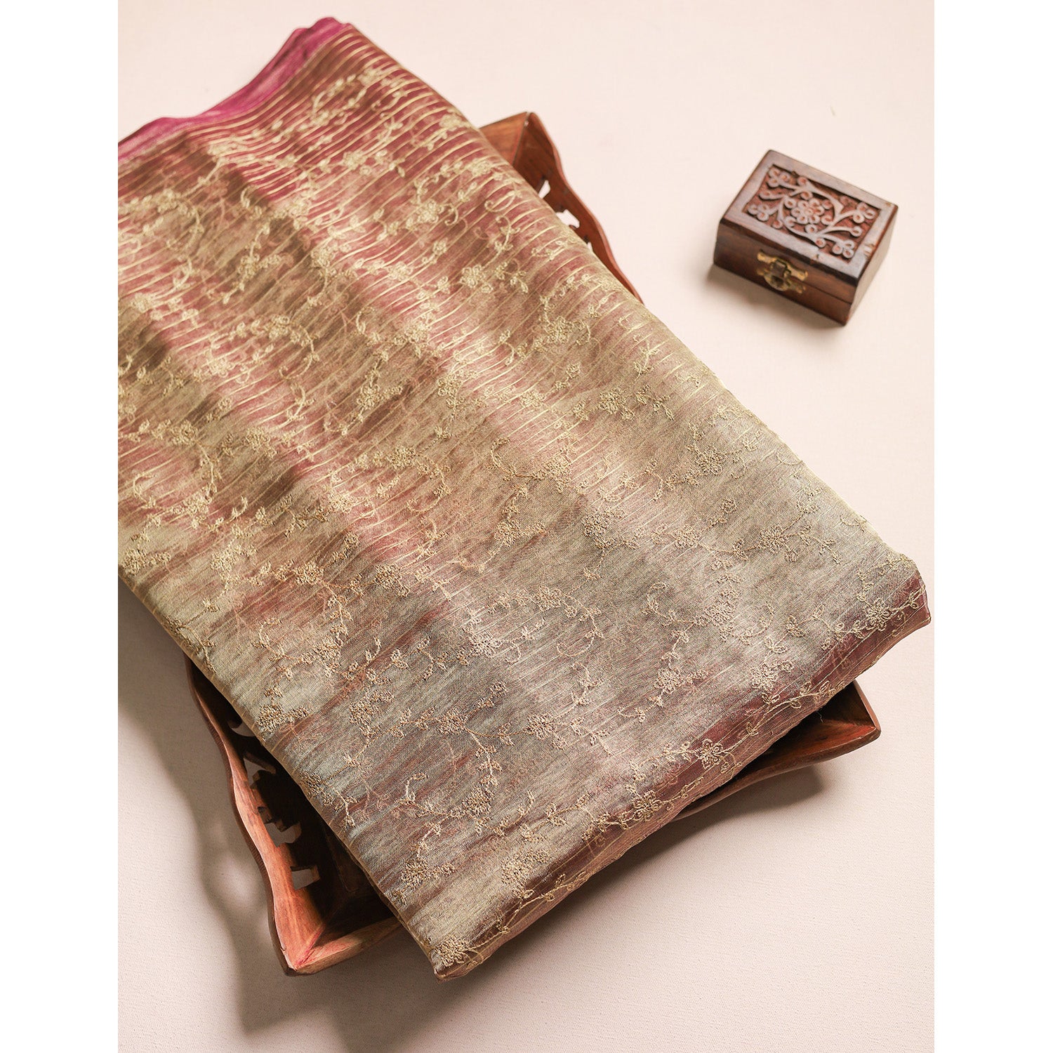 PURE TISSUE GOLD EMBROIDERED FABRIC