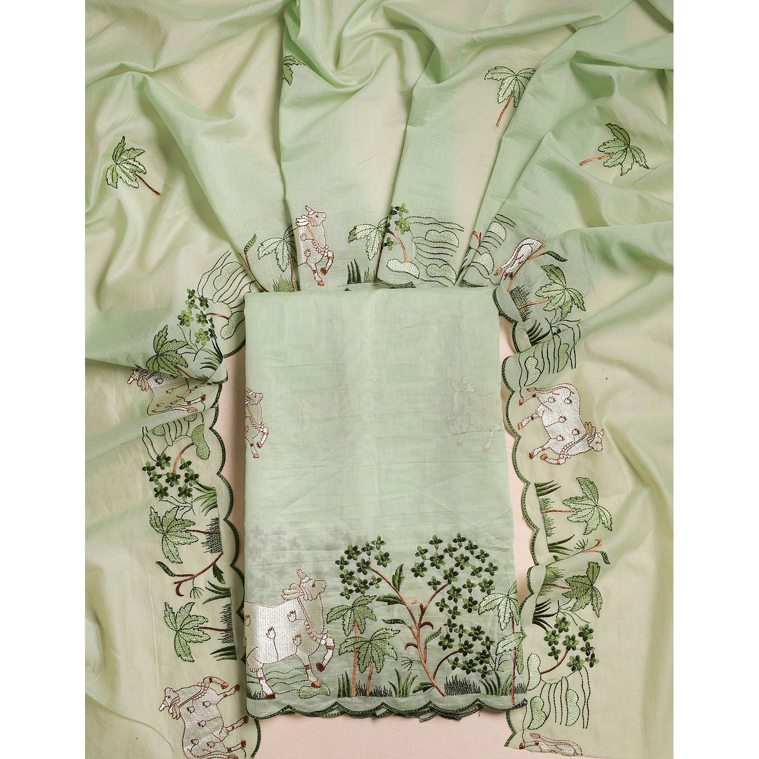 PICHWAI MALAI CHANDERI 2 PIECE SET