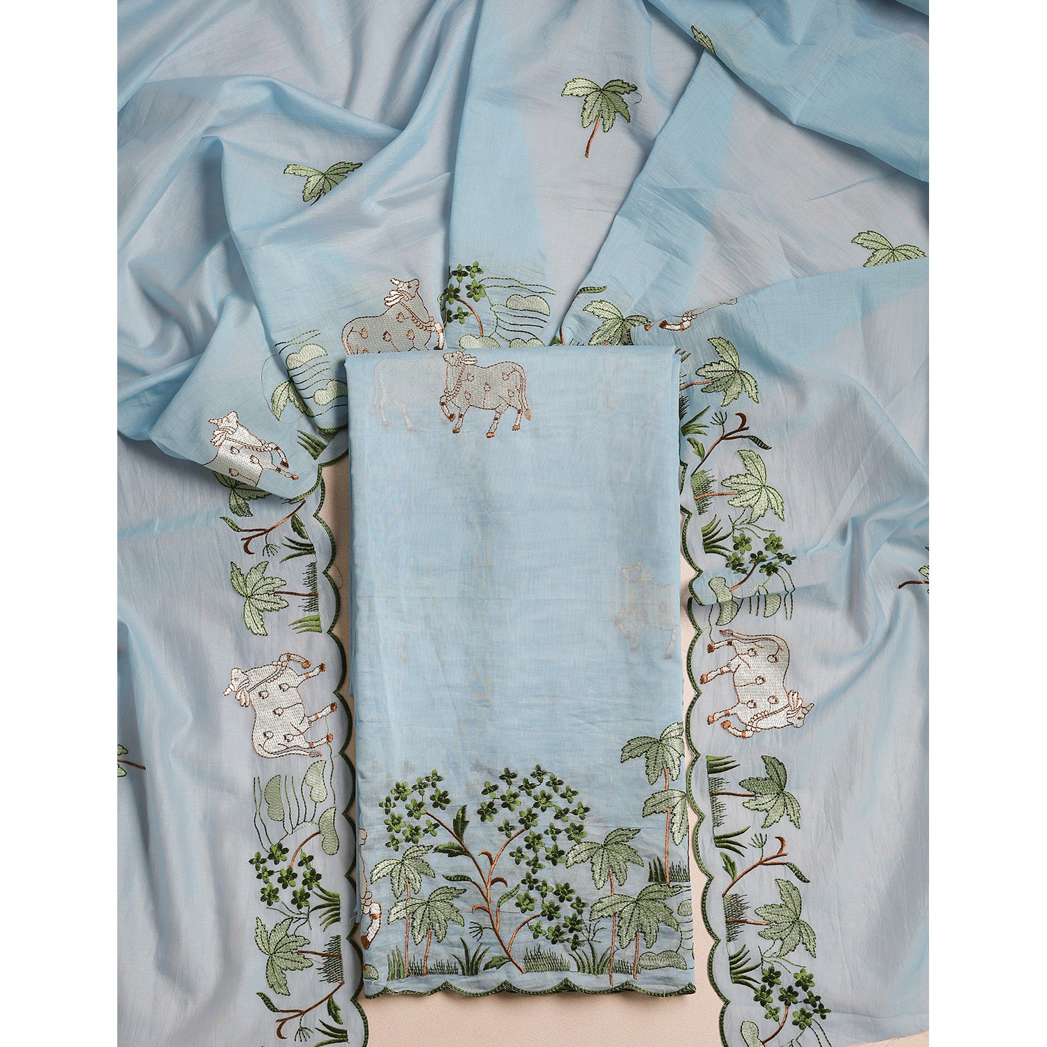 PICHWAI MALAI CHANDERI 2 PIECE SET