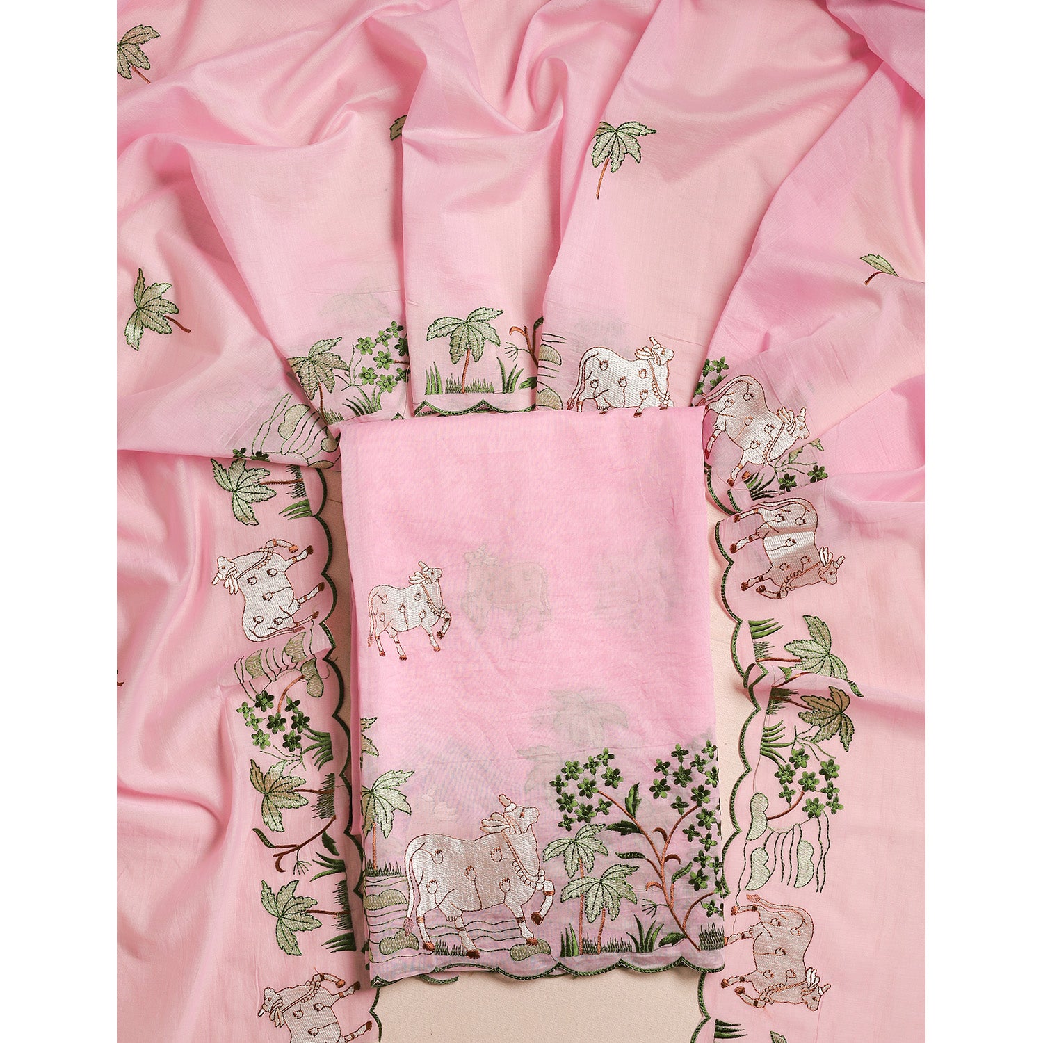 PICHWAI MALAI CHANDERI 2 PIECE SET