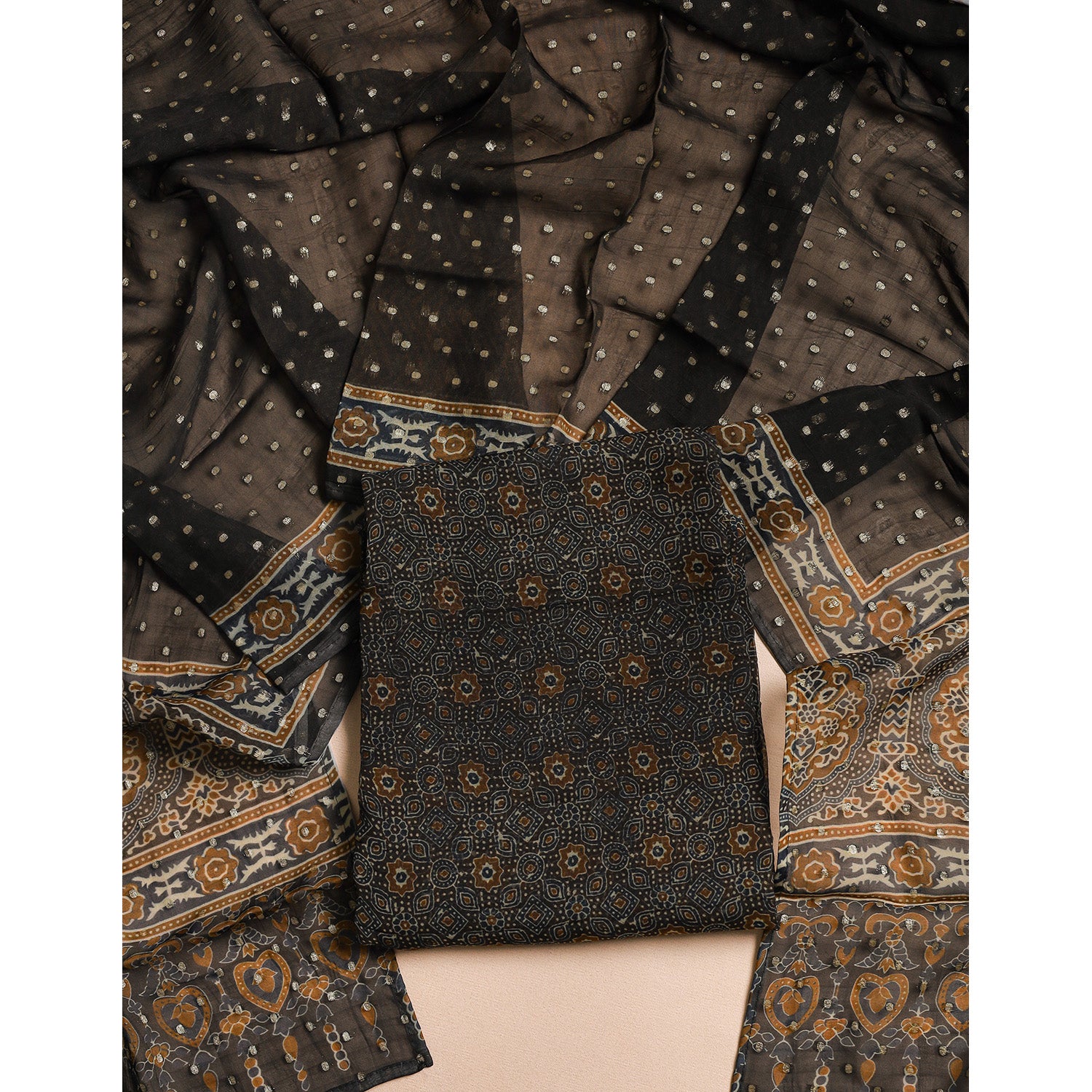 PURE VISCOSE ORGANZA JACQUARD 2 PIECE SUIT SET