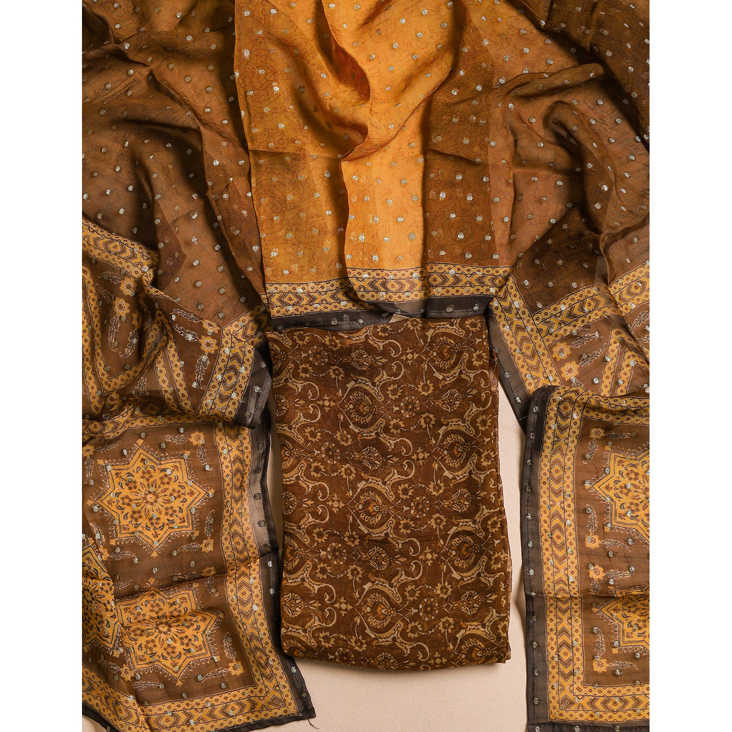 PURE VISCOSE ORGANZA JACQUARD 2 PIECE SUIT SET