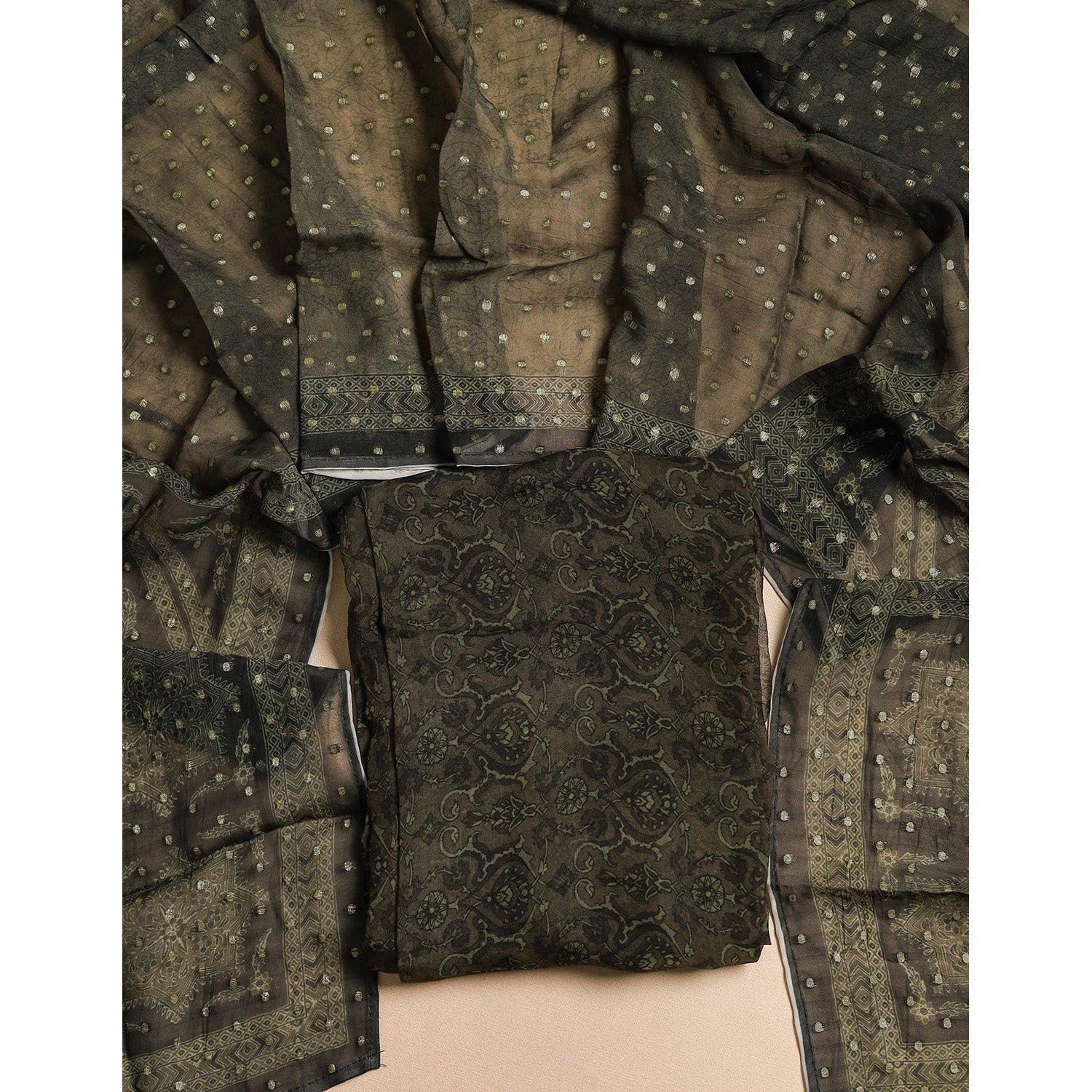 PURE VISCOSE ORGANZA JACQUARD 2 PIECE SUIT SET