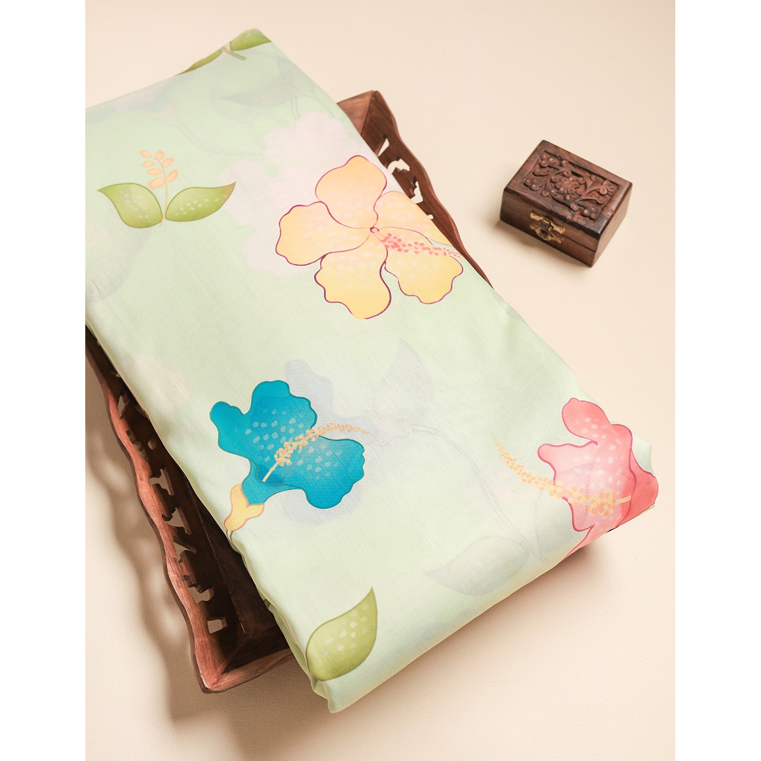 SEMI TUSSAR PRINTED FABRIC