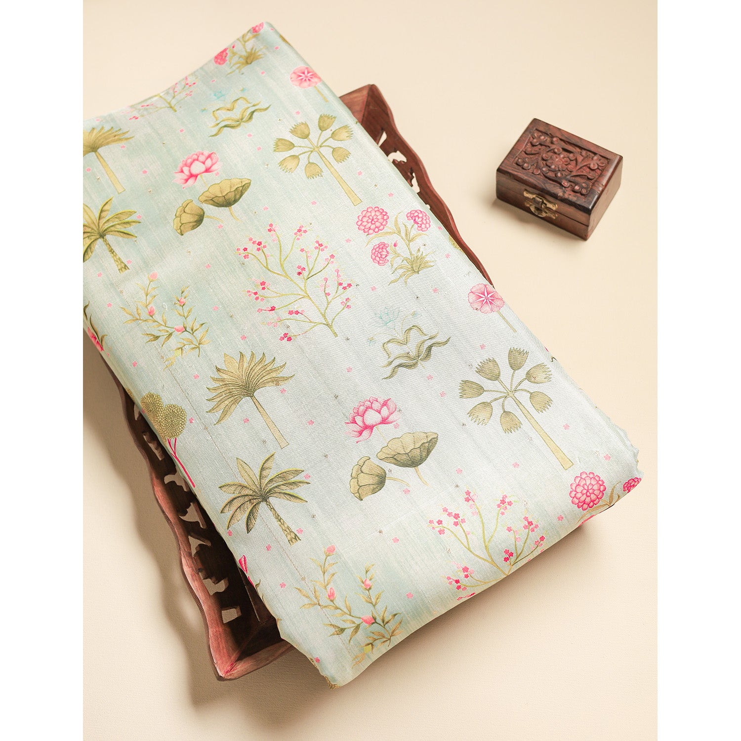 SEMI TUSSAR PRINTED FABRIC