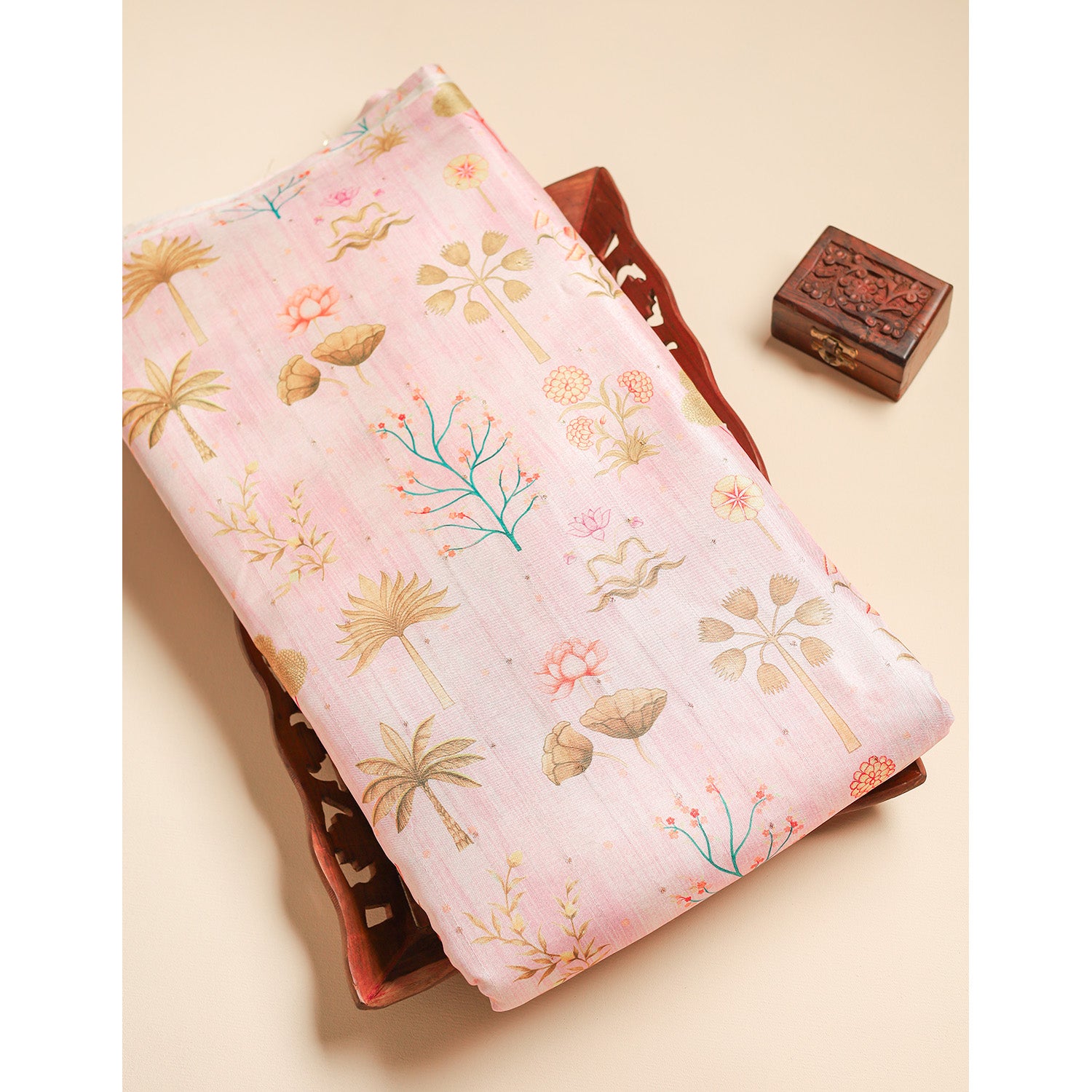 SEMI TUSSAR PRINTED FABRIC