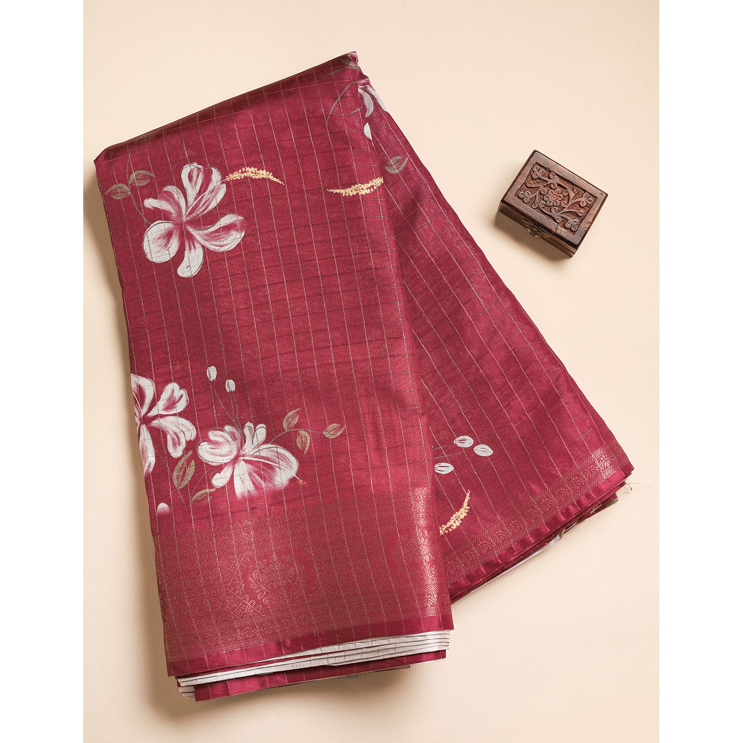 SEMI TUSSAR CHECKS PRINTED FABRIC