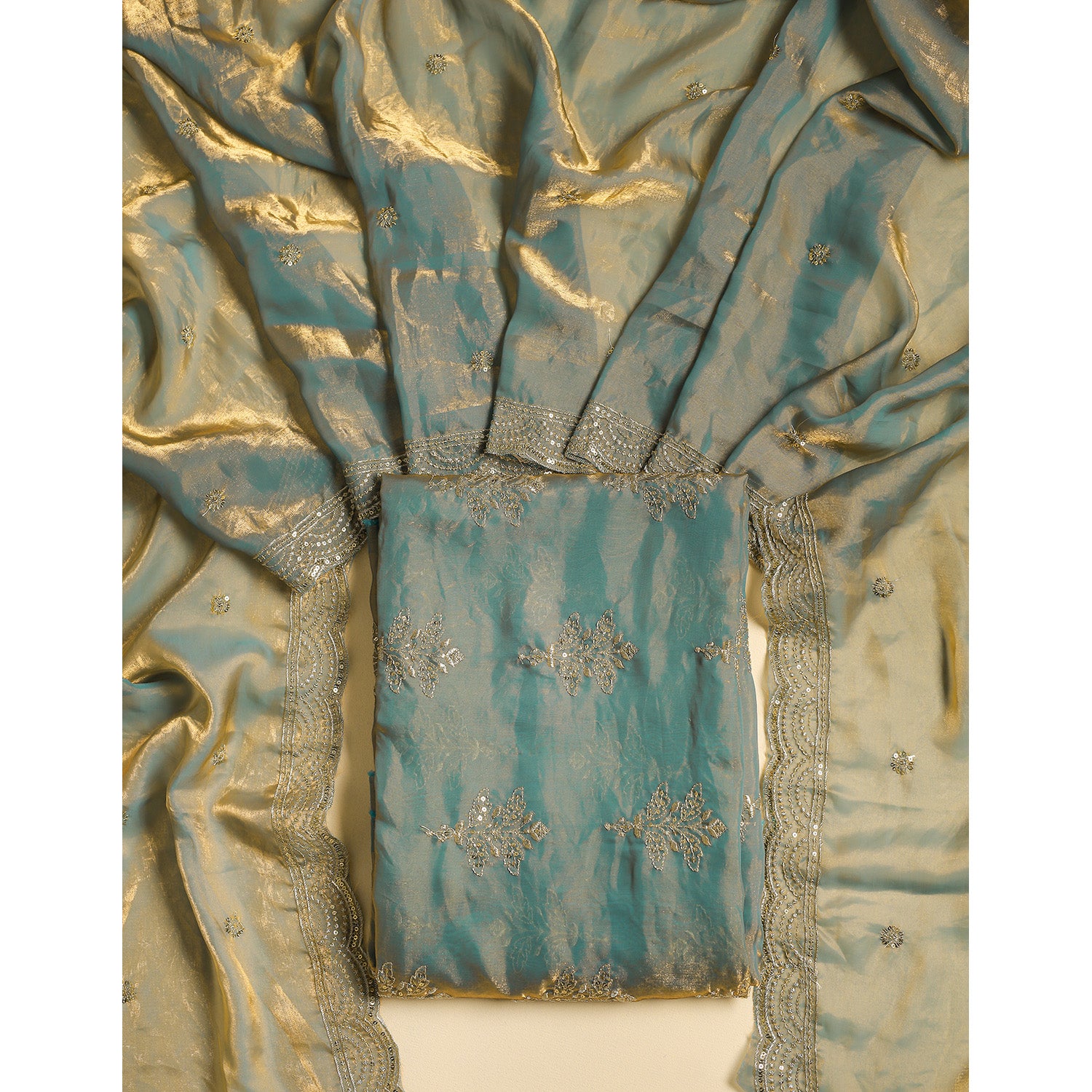 TISSUE SILK EMBROIDERED 2 PIECE SET