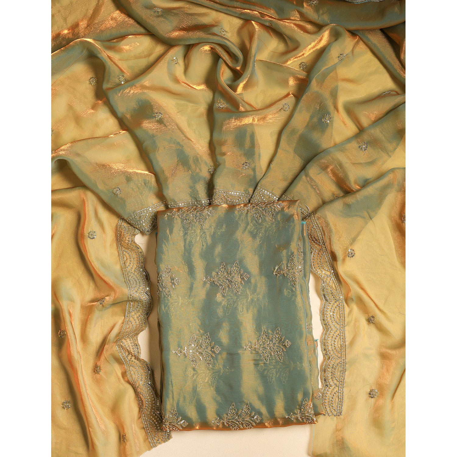 TISSUE SILK EMBROIDERED 2 PIECE SET