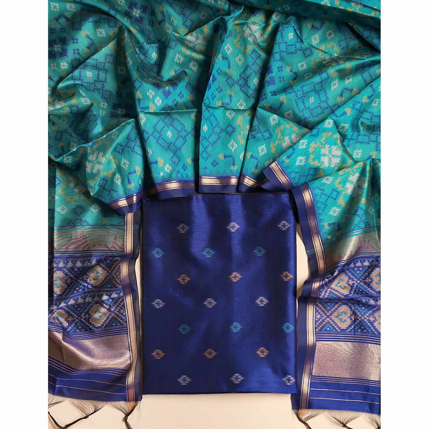 KANCHI SILK TOP WITH IKAT SILK DUPATTA