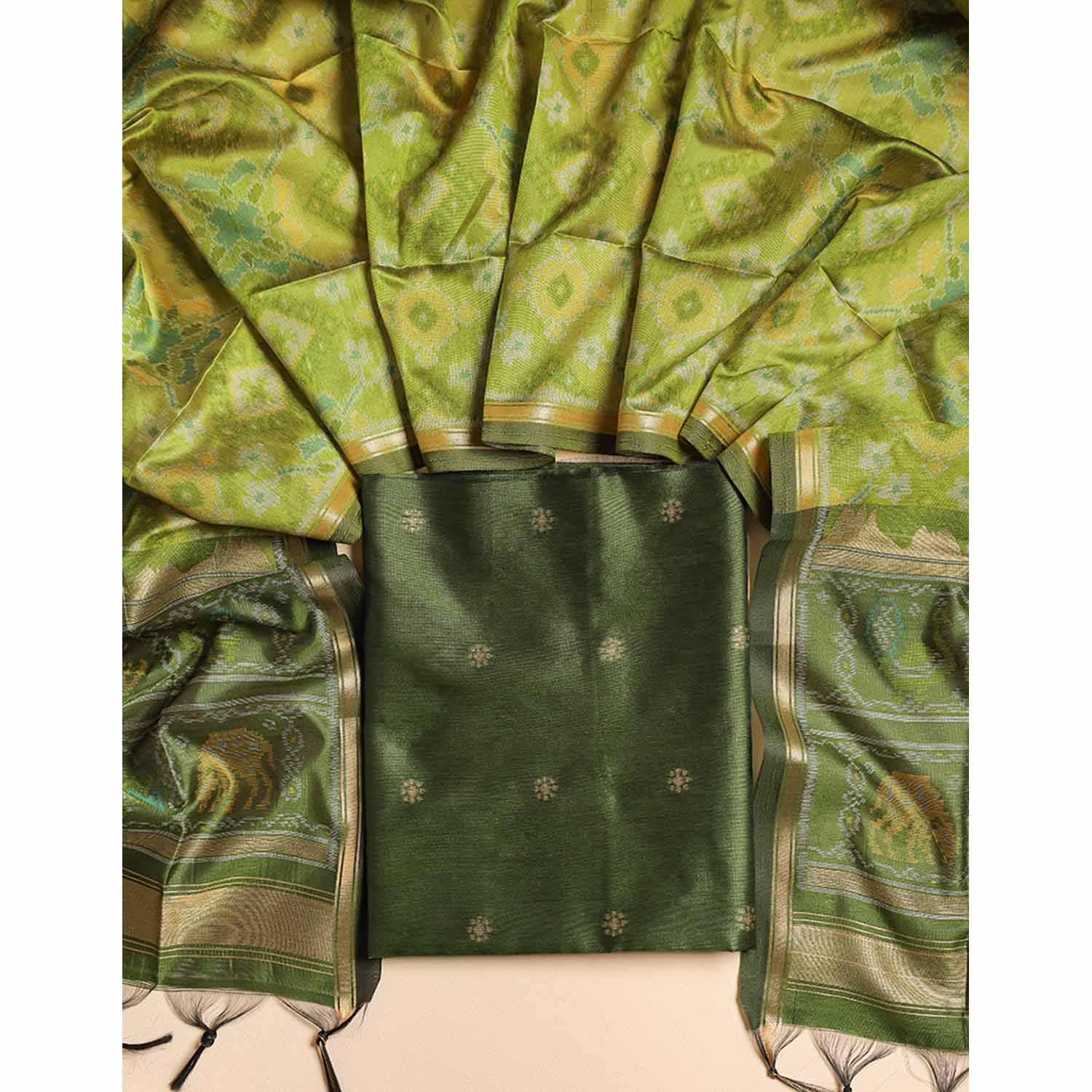 KANCHI SILK TOP WITH IKAT SILK DUPATTA