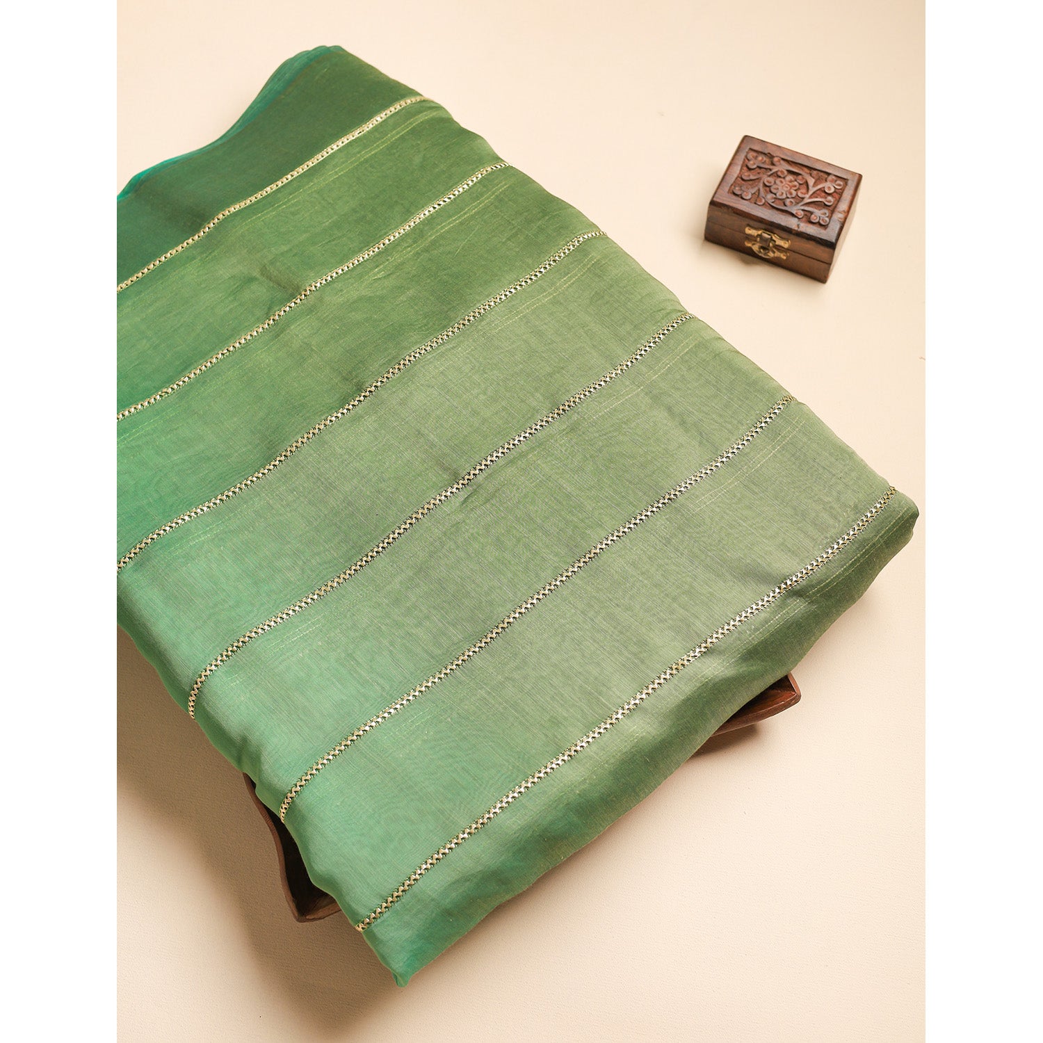 MUL CHANDERI EMBROIDERED FABRIC