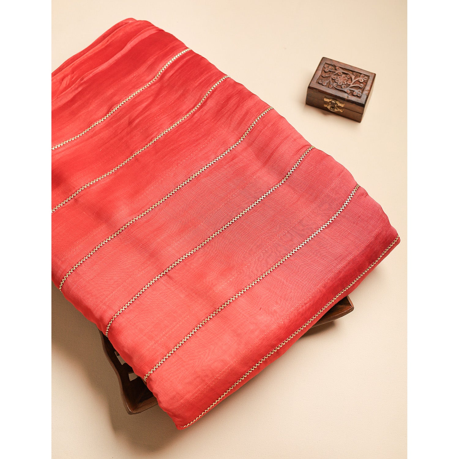 MUL CHANDERI EMBROIDERED FABRIC