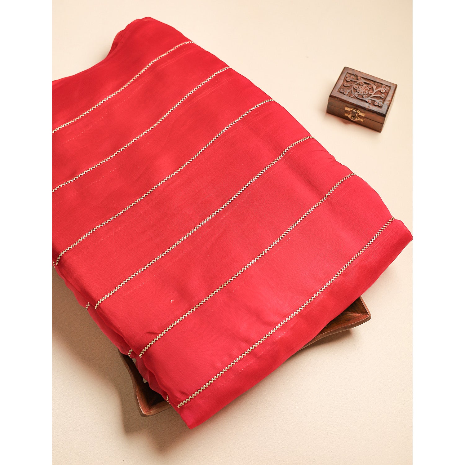 MUL CHANDERI EMBROIDERED FABRIC