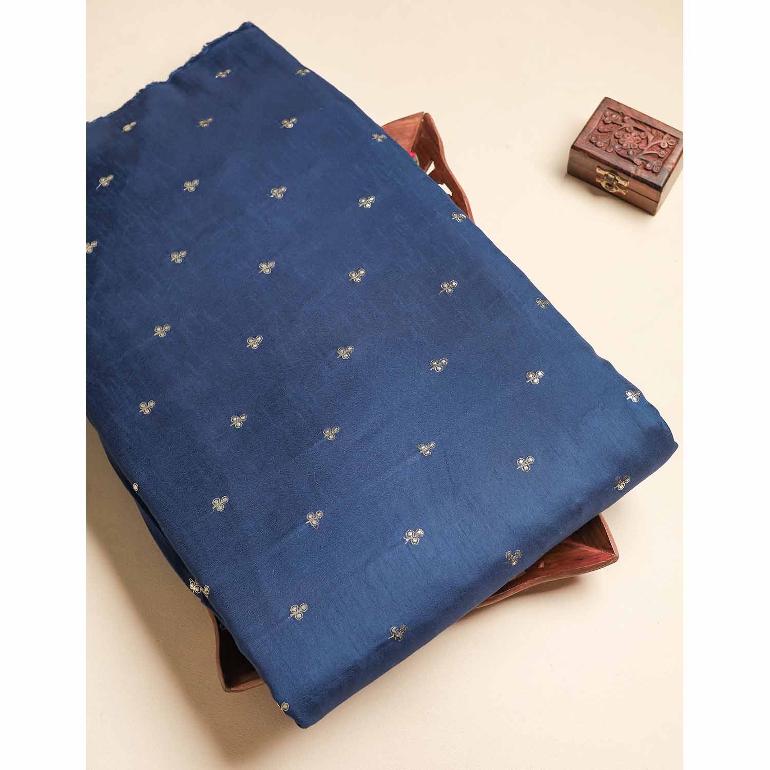 MUL CHANDERI EMBROIDERED FABRIC