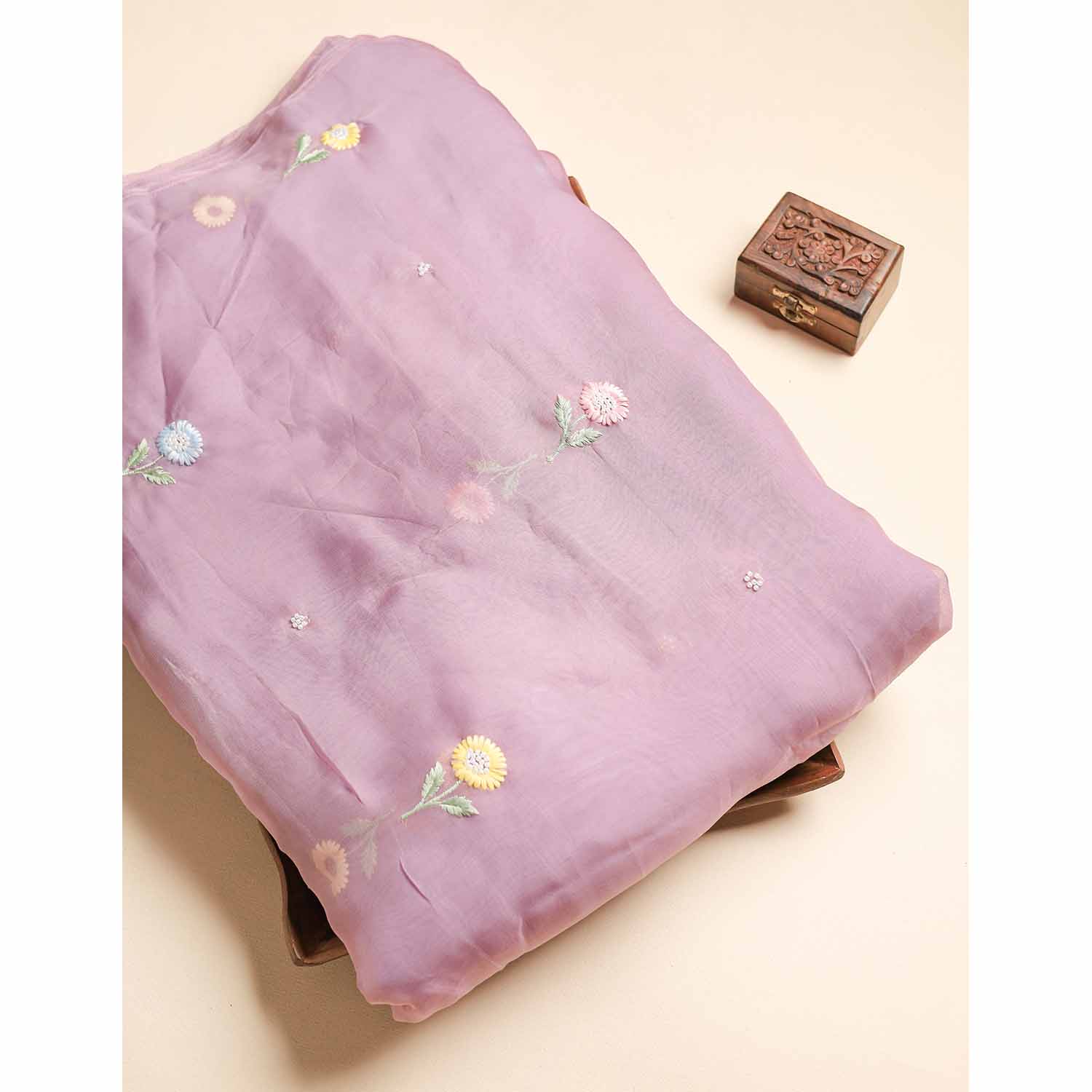 ORGANZA SILK EMBROIDERED FABRIC