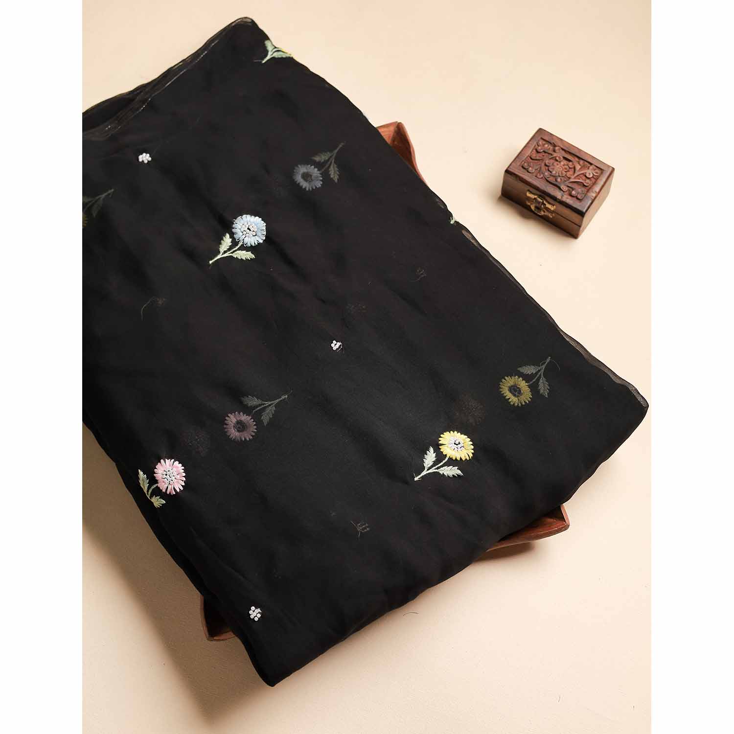 ORGANZA SILK EMBROIDERED FABRIC