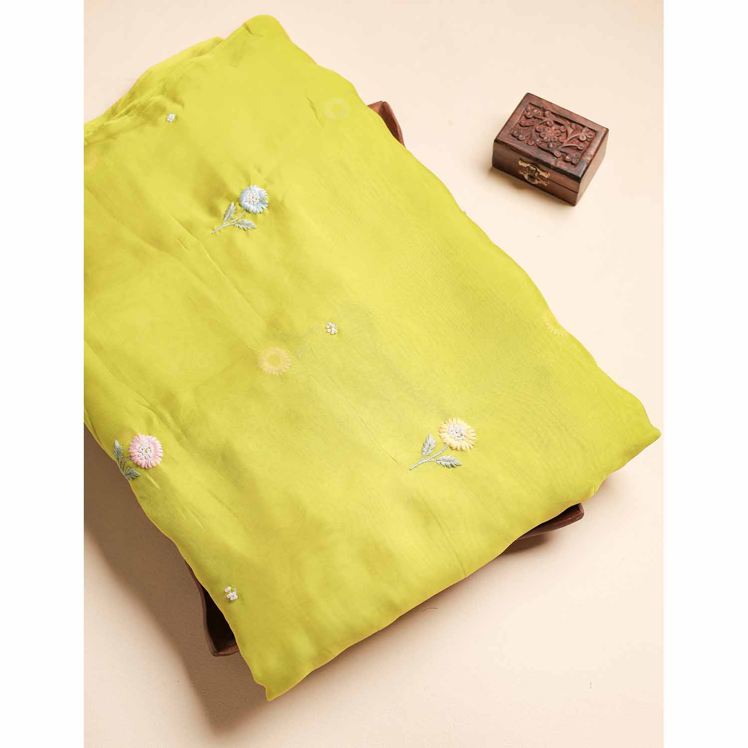 ORGANZA SILK EMBROIDERED FABRIC