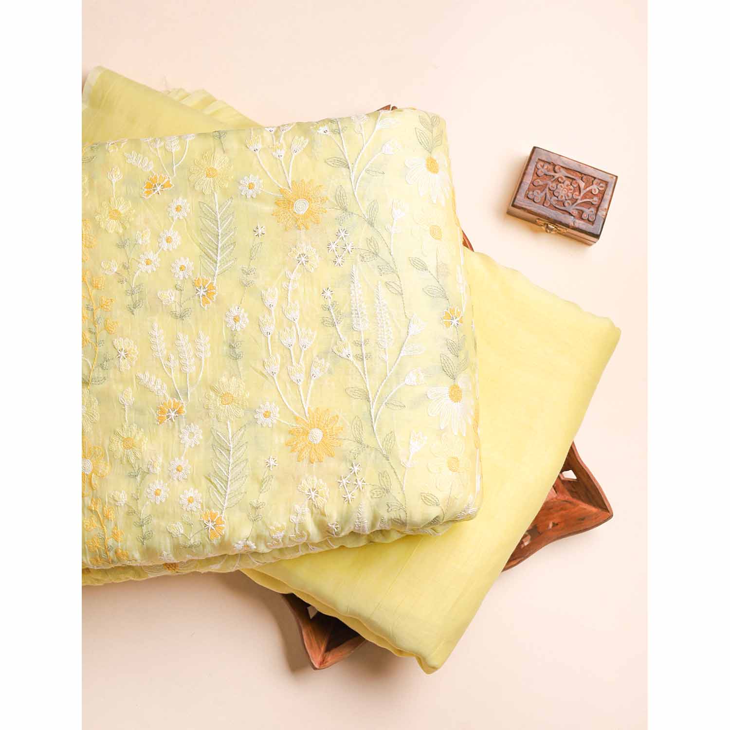 MUL CHANDERI EMBROIDERED FABRICS