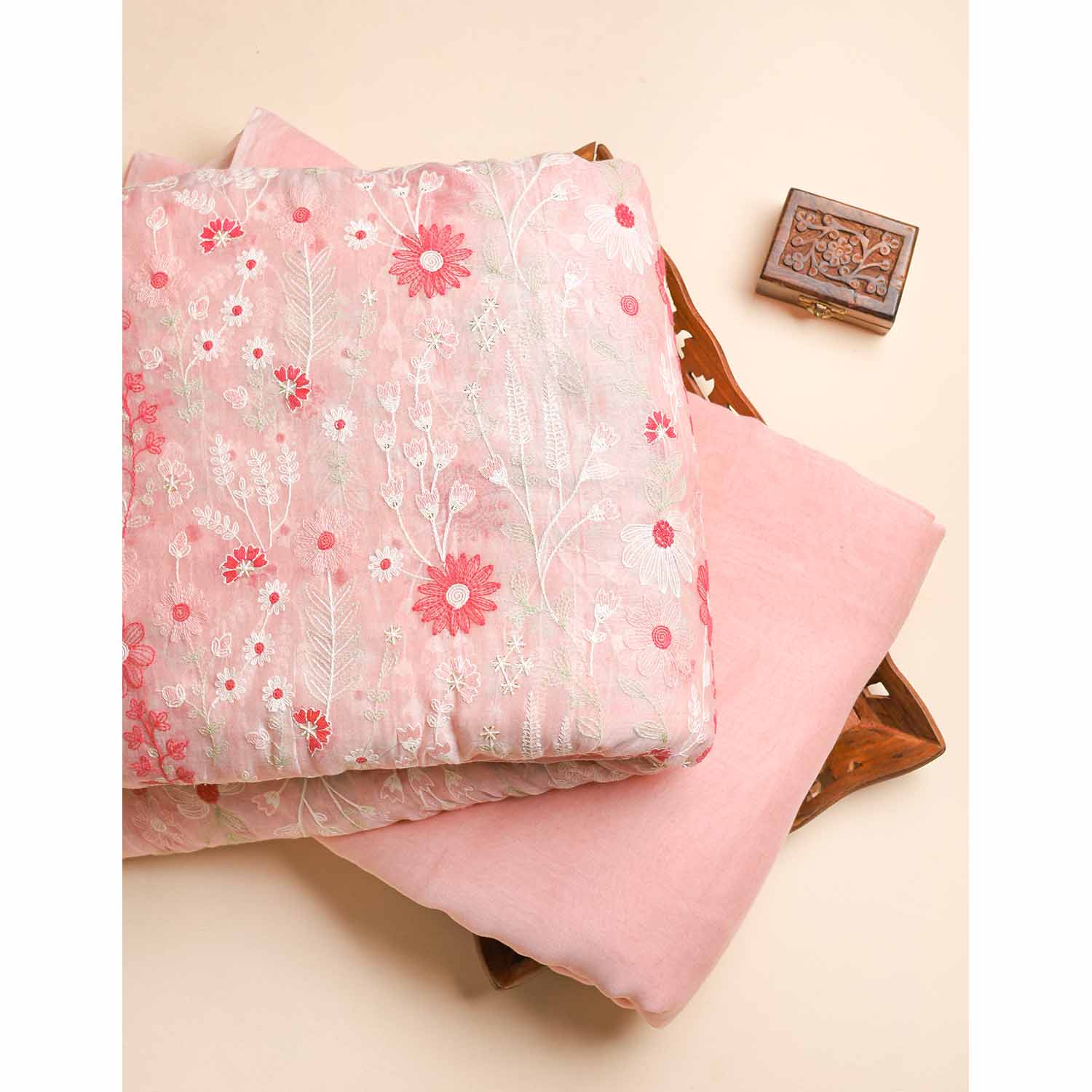 MUL CHANDERI EMBROIDERED FABRICS