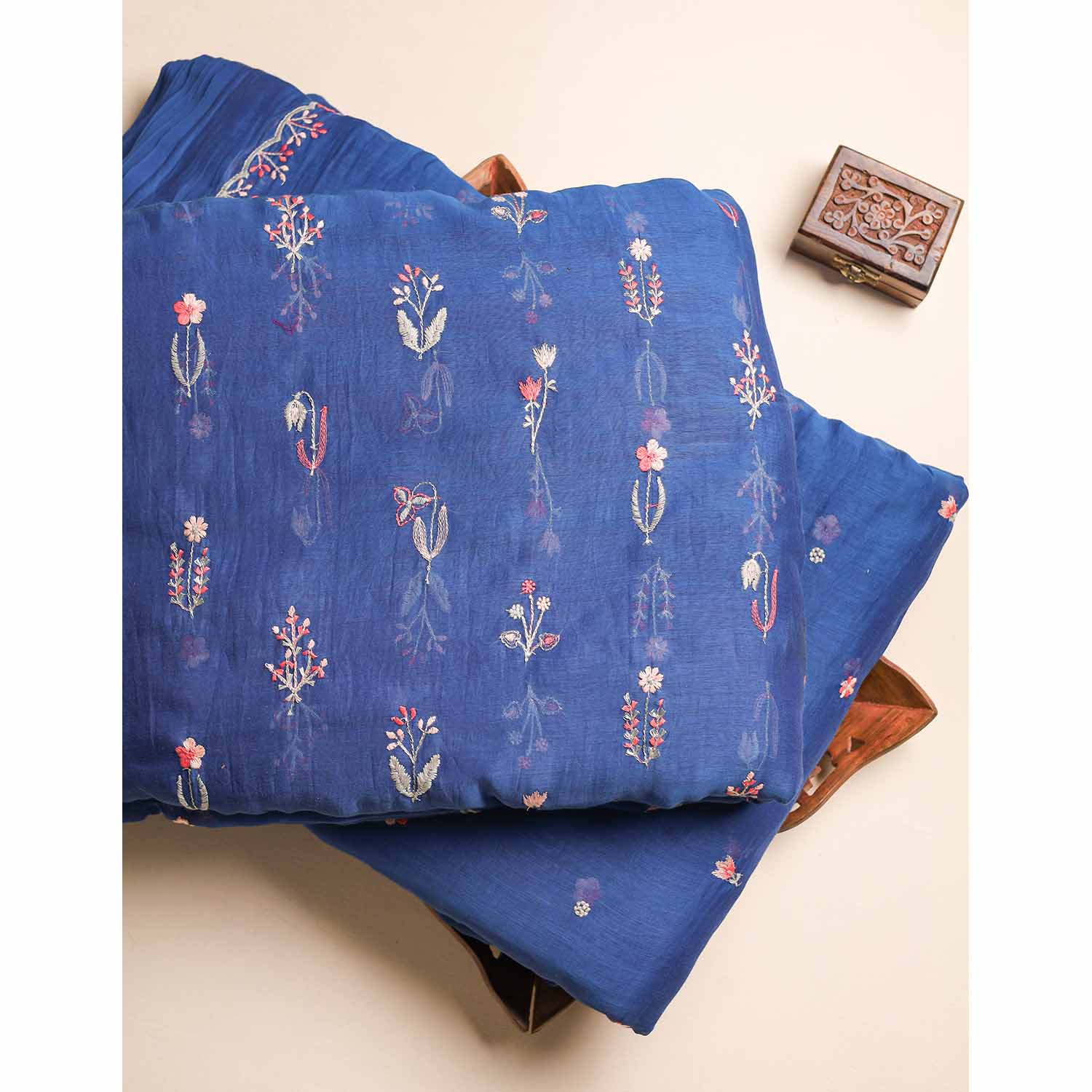 MUL CHANDERI EMBROIDERED FABRICS