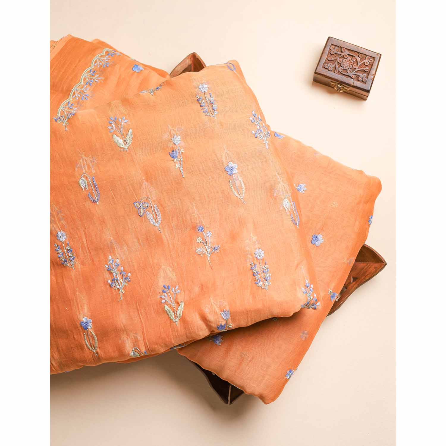 MUL CHANDERI EMBROIDERED FABRICS