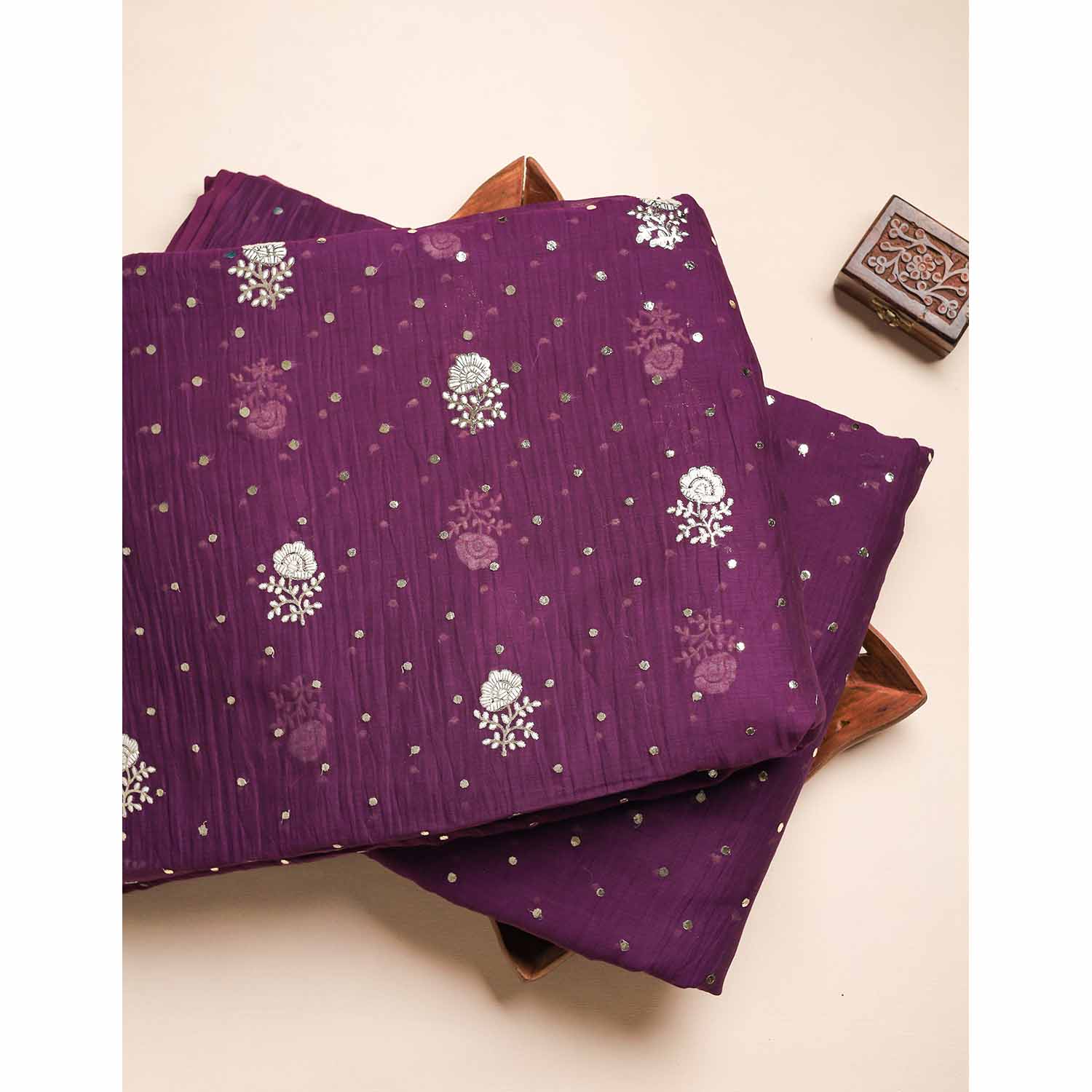 MUL CHANDERI MUKESH WORK FABRICS