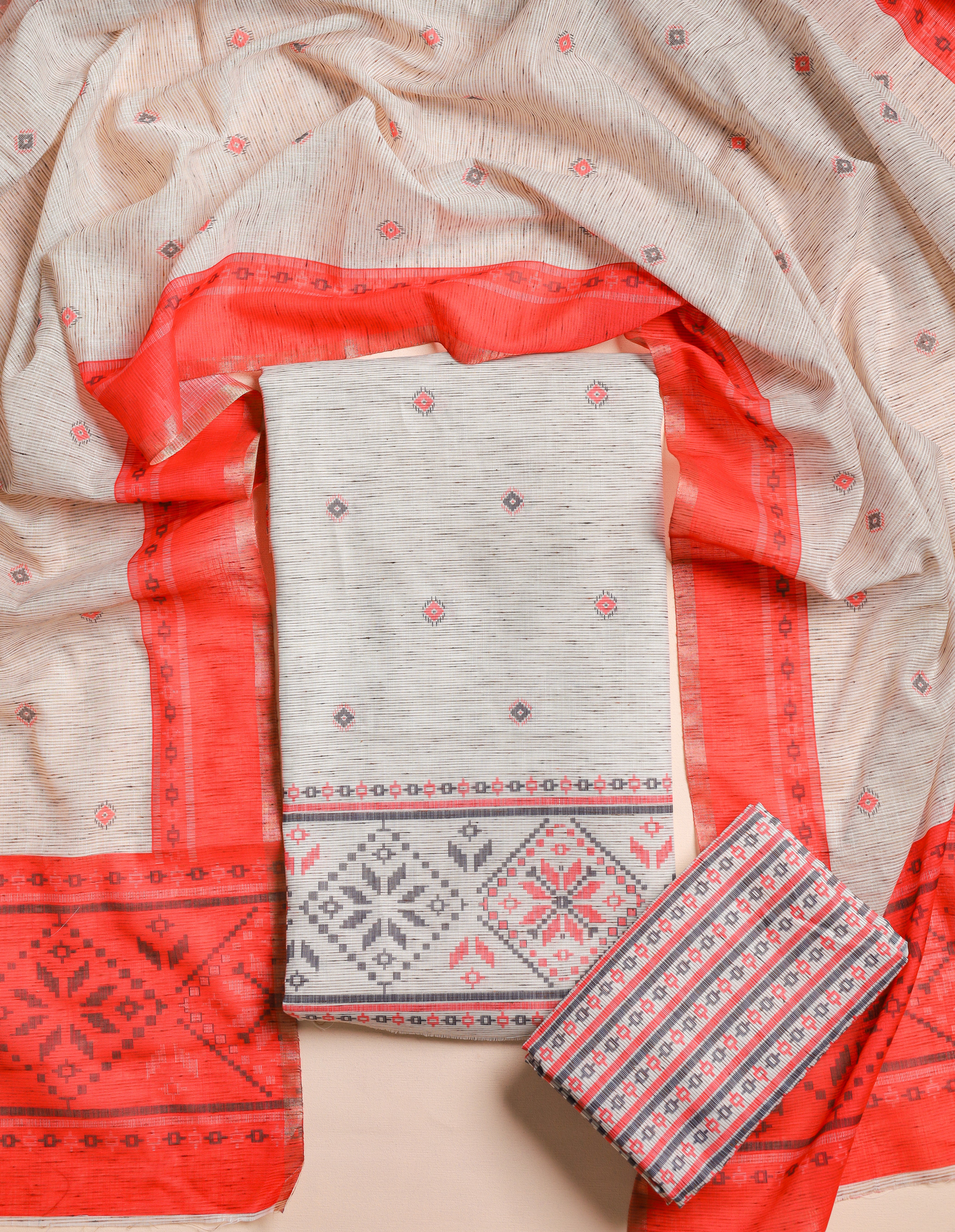JAMDHANI PRINTED CHANDERI SUIT SET