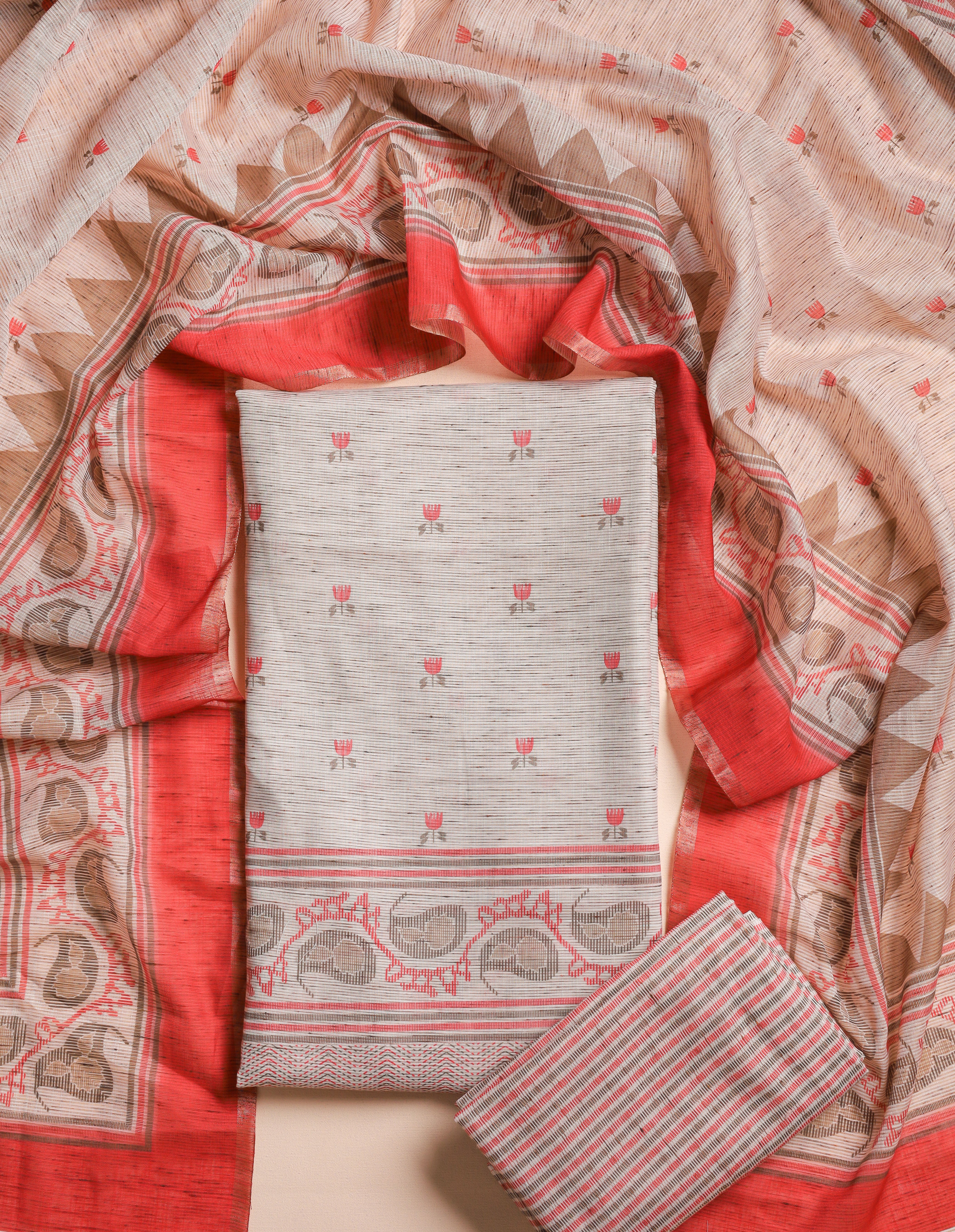 JAMDHANI PRINTED CHANDERI SUIT SET
