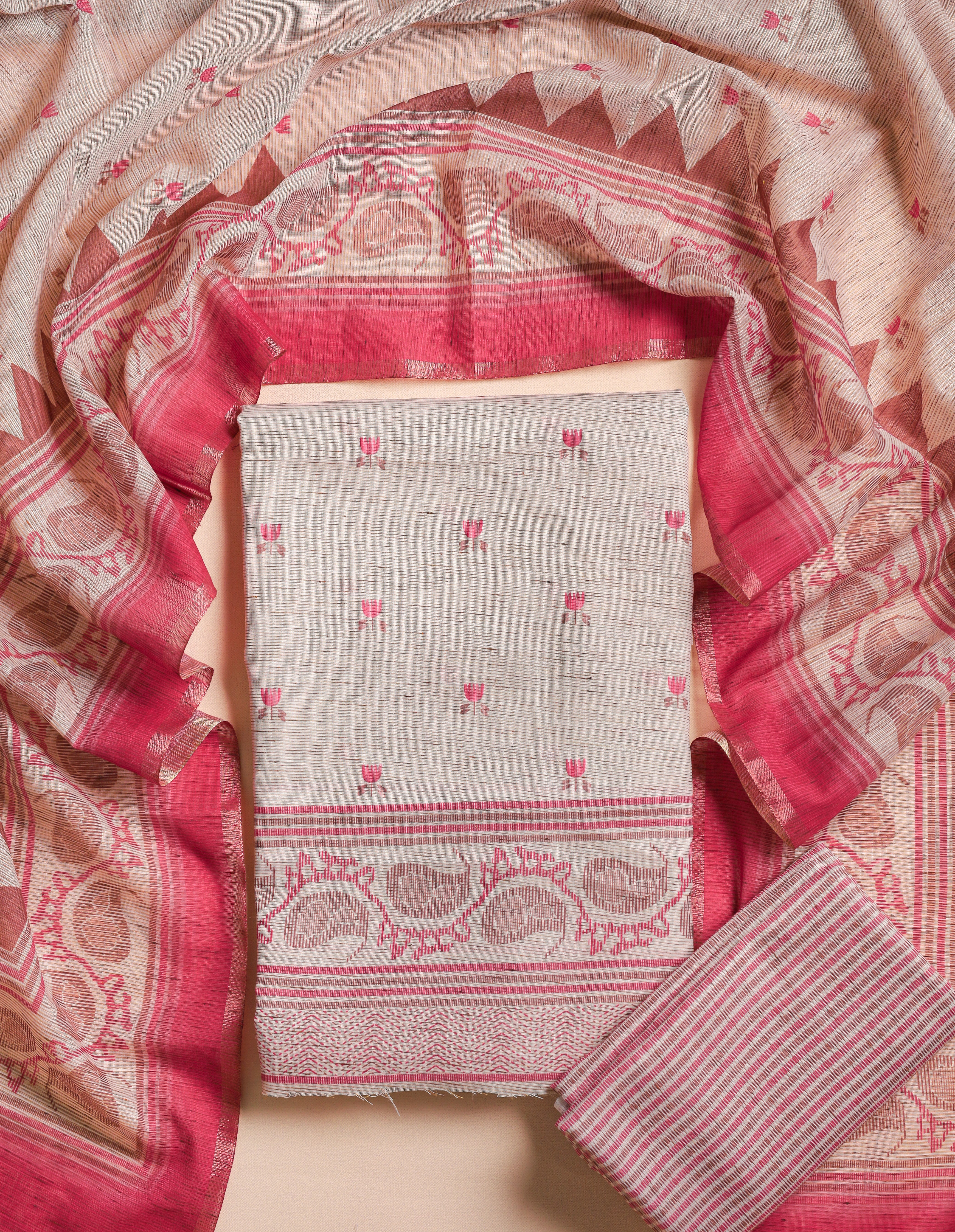 JAMDHANI PRINTED CHANDERI SUIT SET