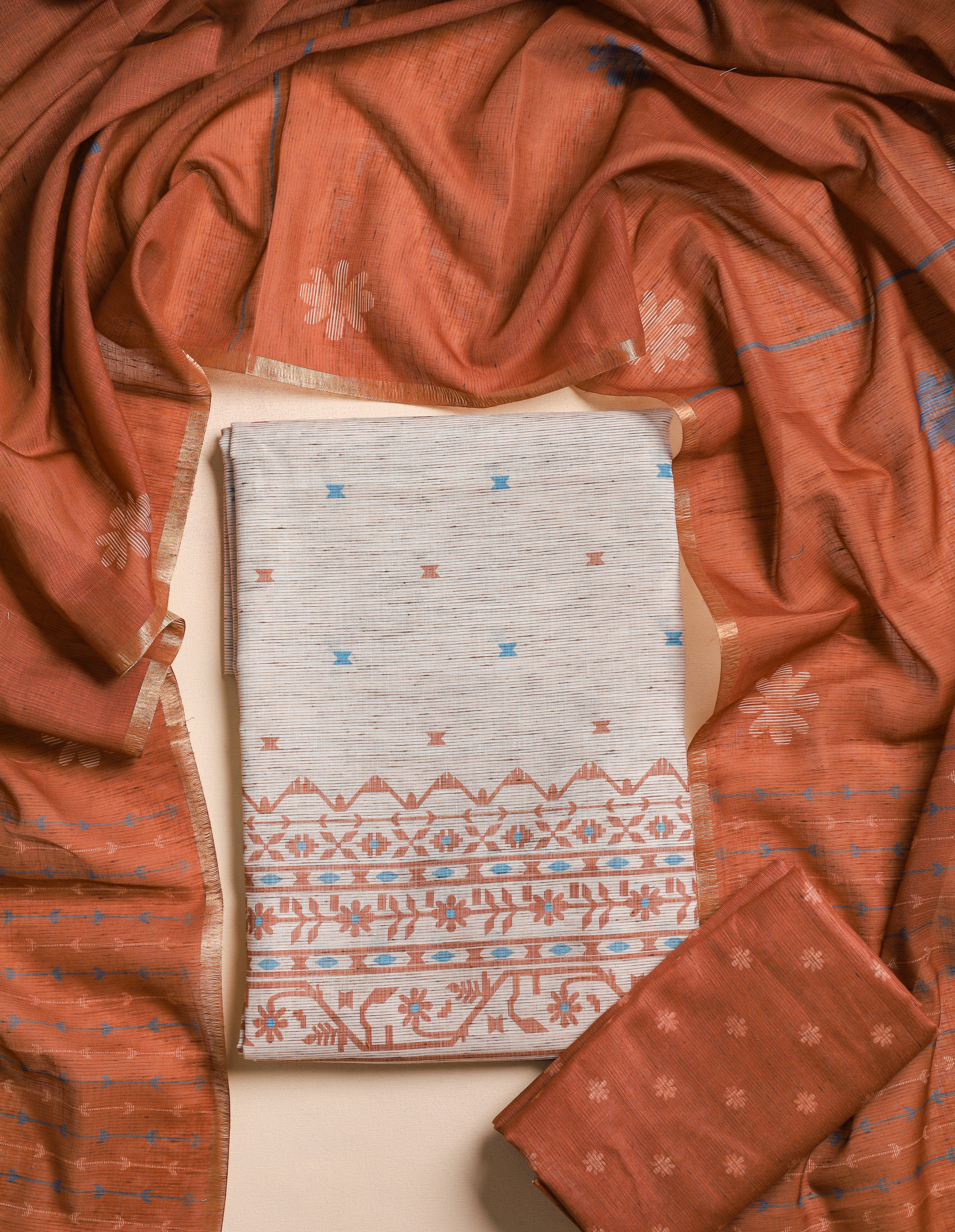 JAMDHANI PRINTED CHANDERI SUIT SET